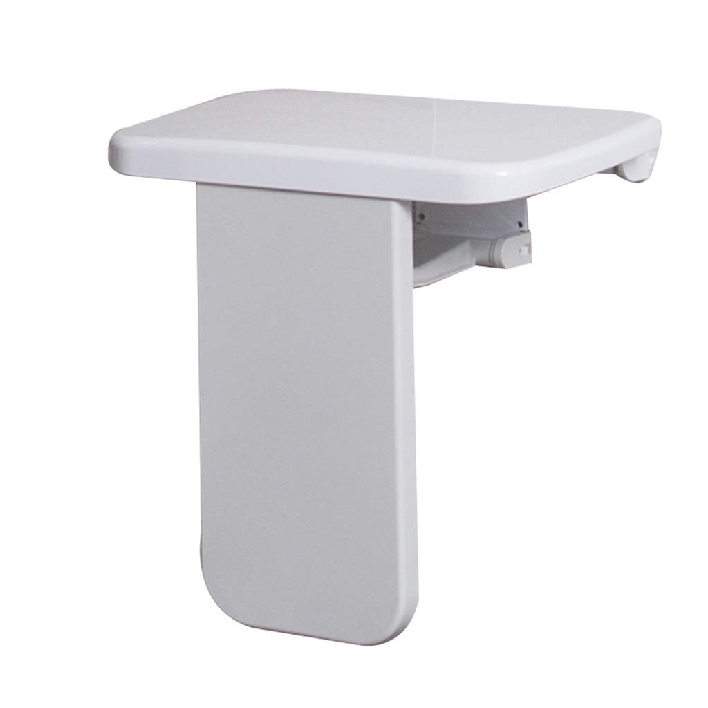 Aluminum Alloy Folding Shower Chair with Handrail - Wall Mounted Bathroom Safety Stool for Elderly & Disabled, Non-Slip Shoe Changing Bench & Towel Rack (White, 48.5x33x45.3cm) - Ideal for Bathroom, Shower, Porch & Home Accessibility Needs