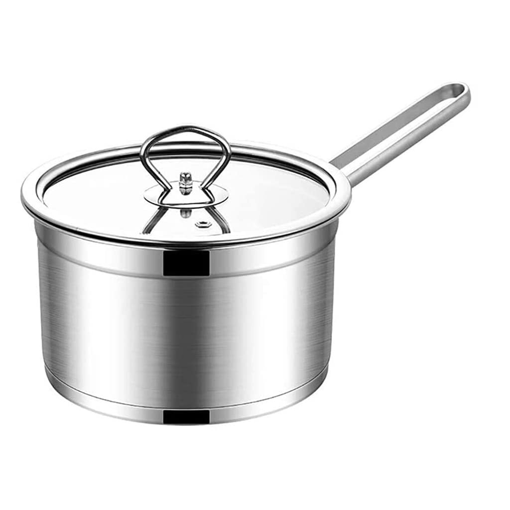 **Stainless Steel Sauce Pan with Glass Lid - 19cm Induction Compatible Cooking Pot for Milk, Soups & Sauces - Perfect for Home Kitchen & Professional Use**