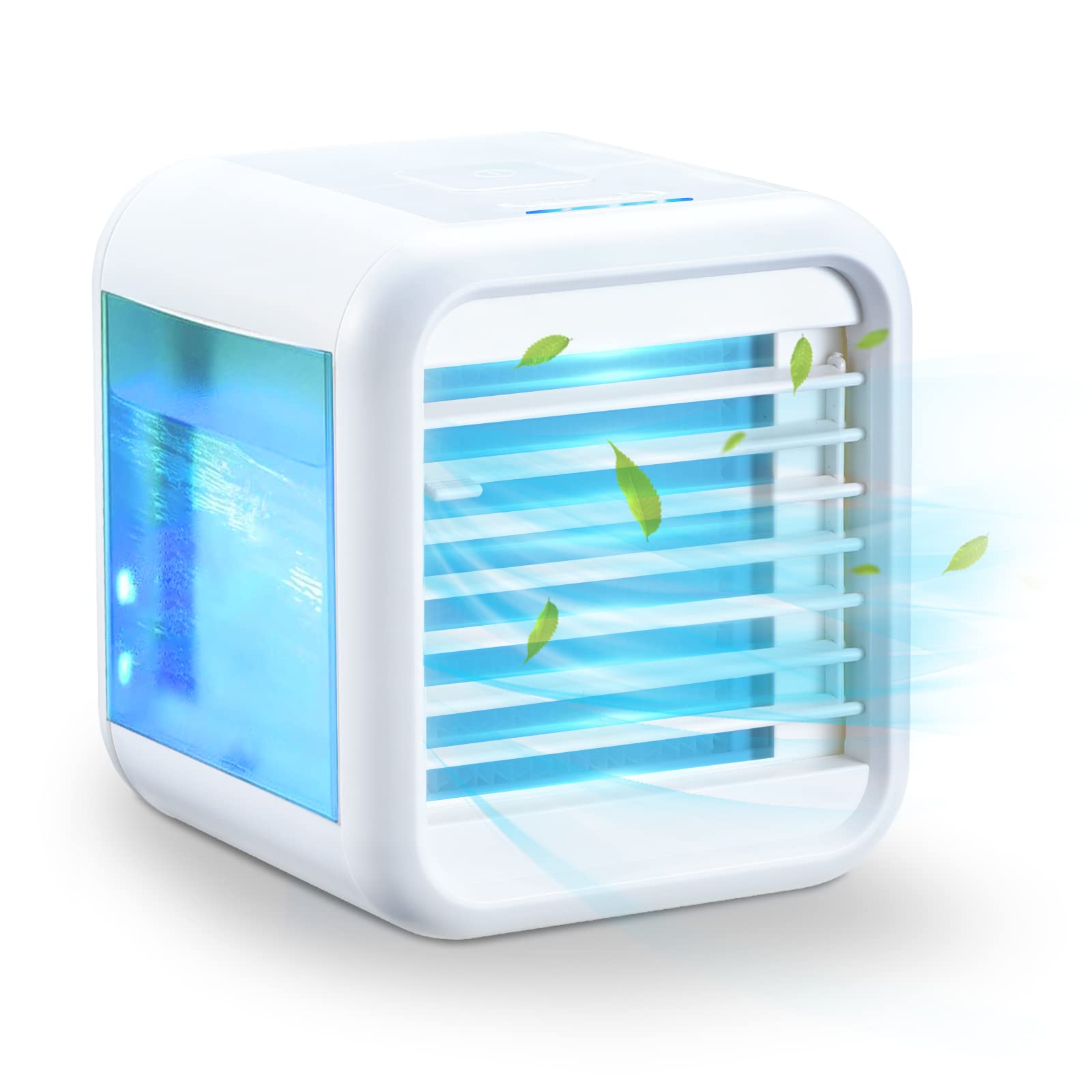 Portable Air Conditioner Fan with Icebox - 3-Speed USB Desk Fan, Personal Evaporative Air Cooler for Home, Office & Outdoor | Mini USB Charging Cooler with 7 Color Lights | Perfect for Bedroom, Camping & Workspace Cooling