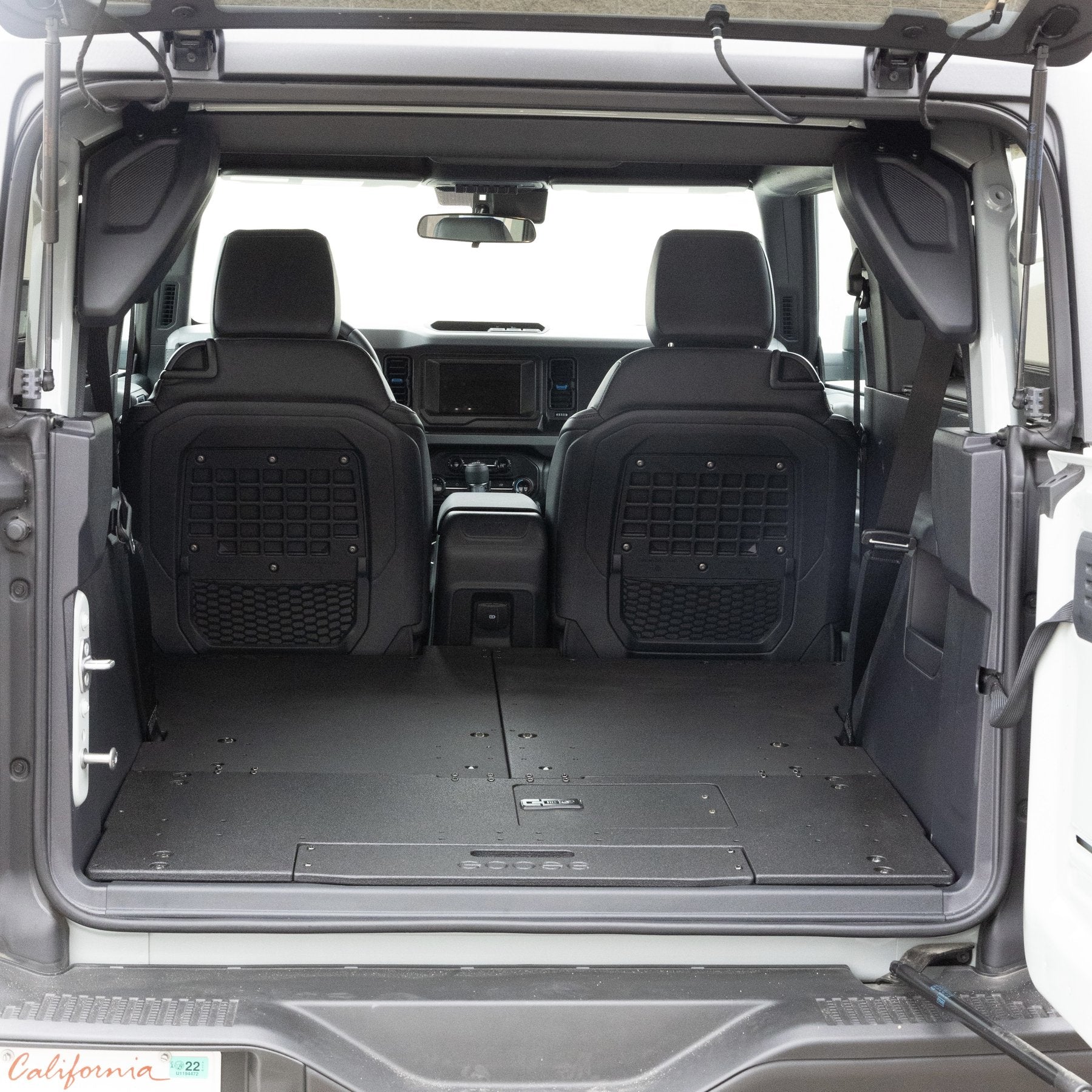 2021-2023 Ford Bronco 2-Door Goose Gear 2nd Row Seat Delete Plate System - Rear Cargo Storage Solution for Off-Road Adventures & Gear Organization