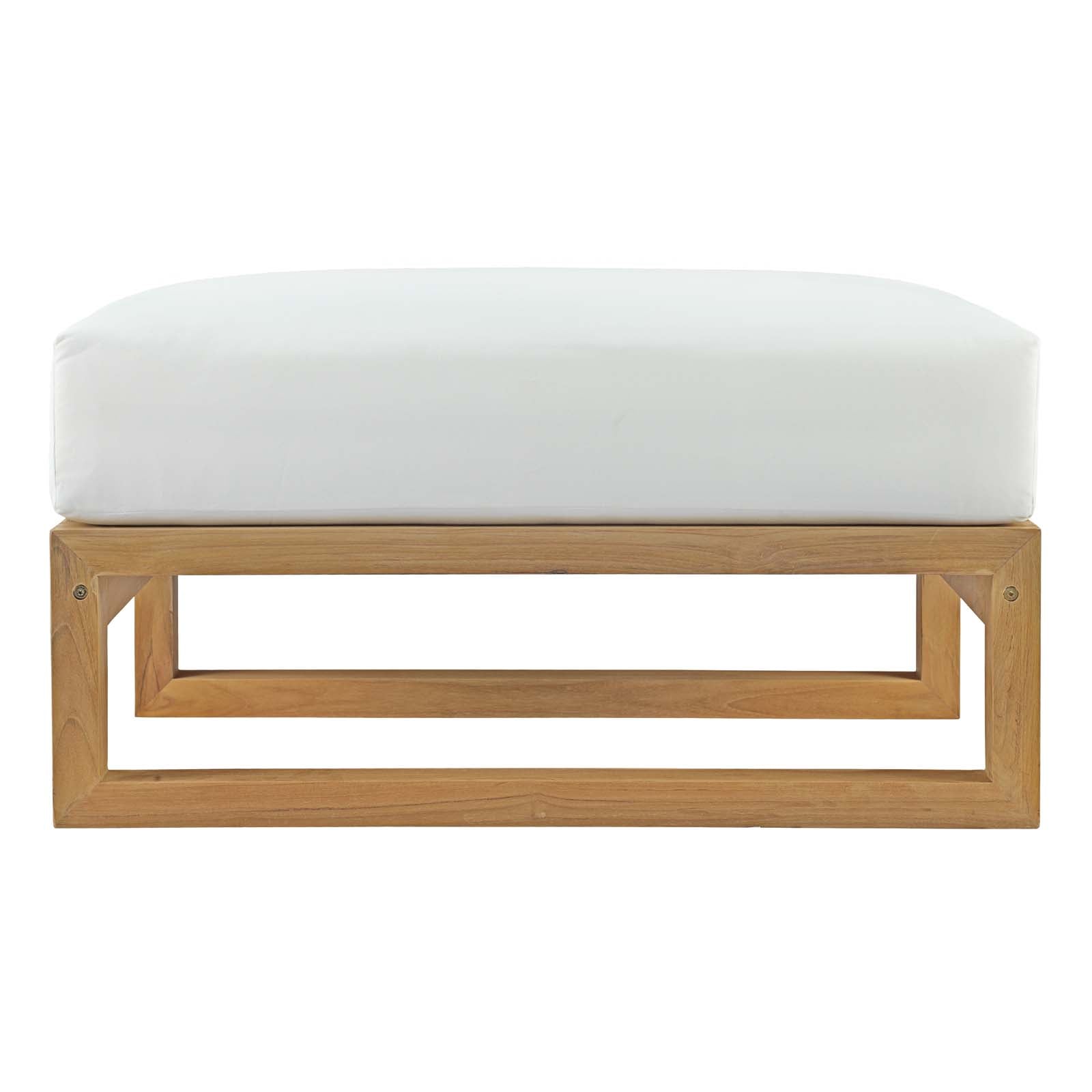 Premium Upland Outdoor Patio Teak Ottoman - Waterproof & Weather-Resistant Footrest, Coffee Table & Extra Seating - Perfect for Garden, Deck, Poolside & Backyard Relaxation