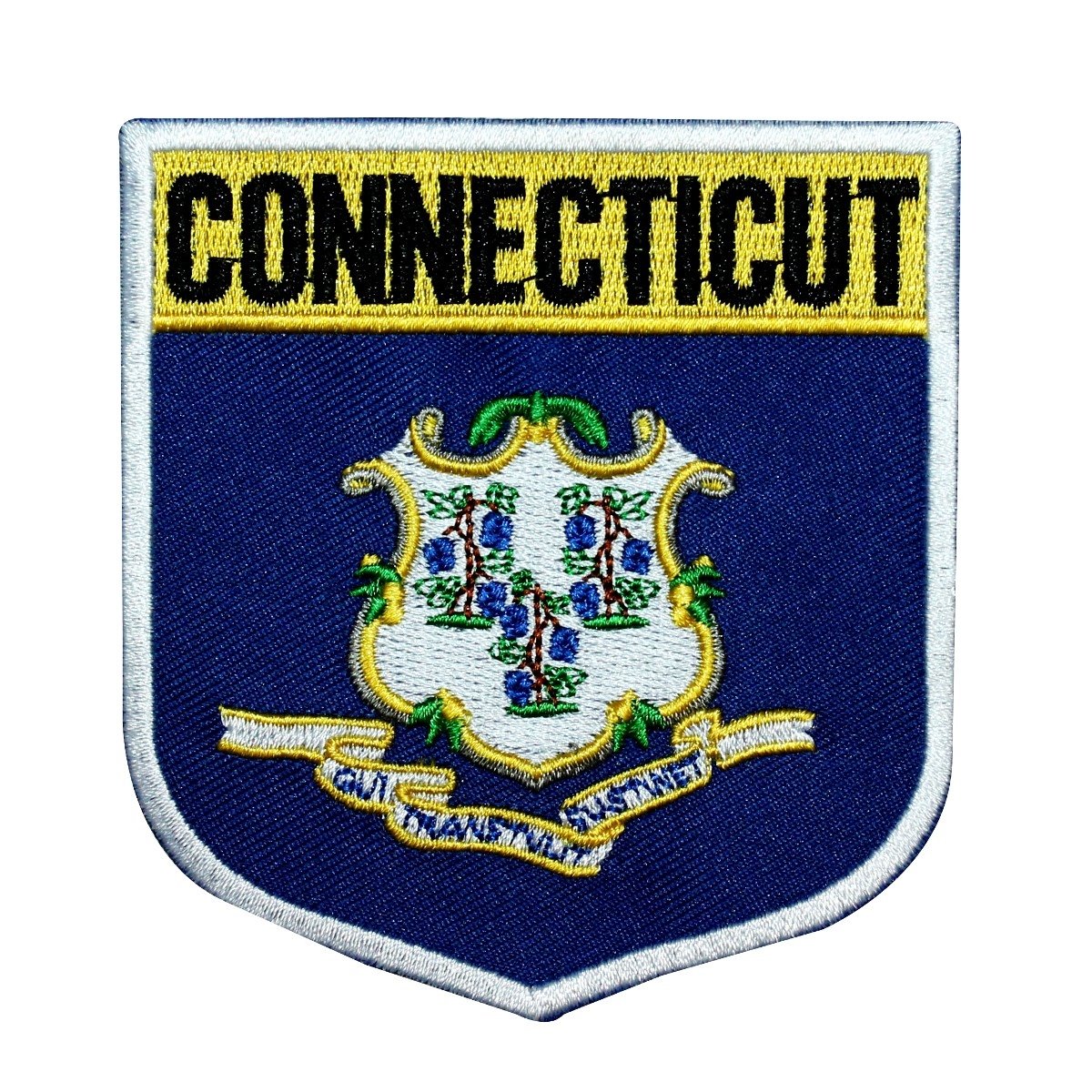 Connecticut State Flag Shield Patch - Embroidered Iron-On Badge for Travel, Hats, Jackets & DIY Crafts | Durable Applique for Uniforms & Backpacks