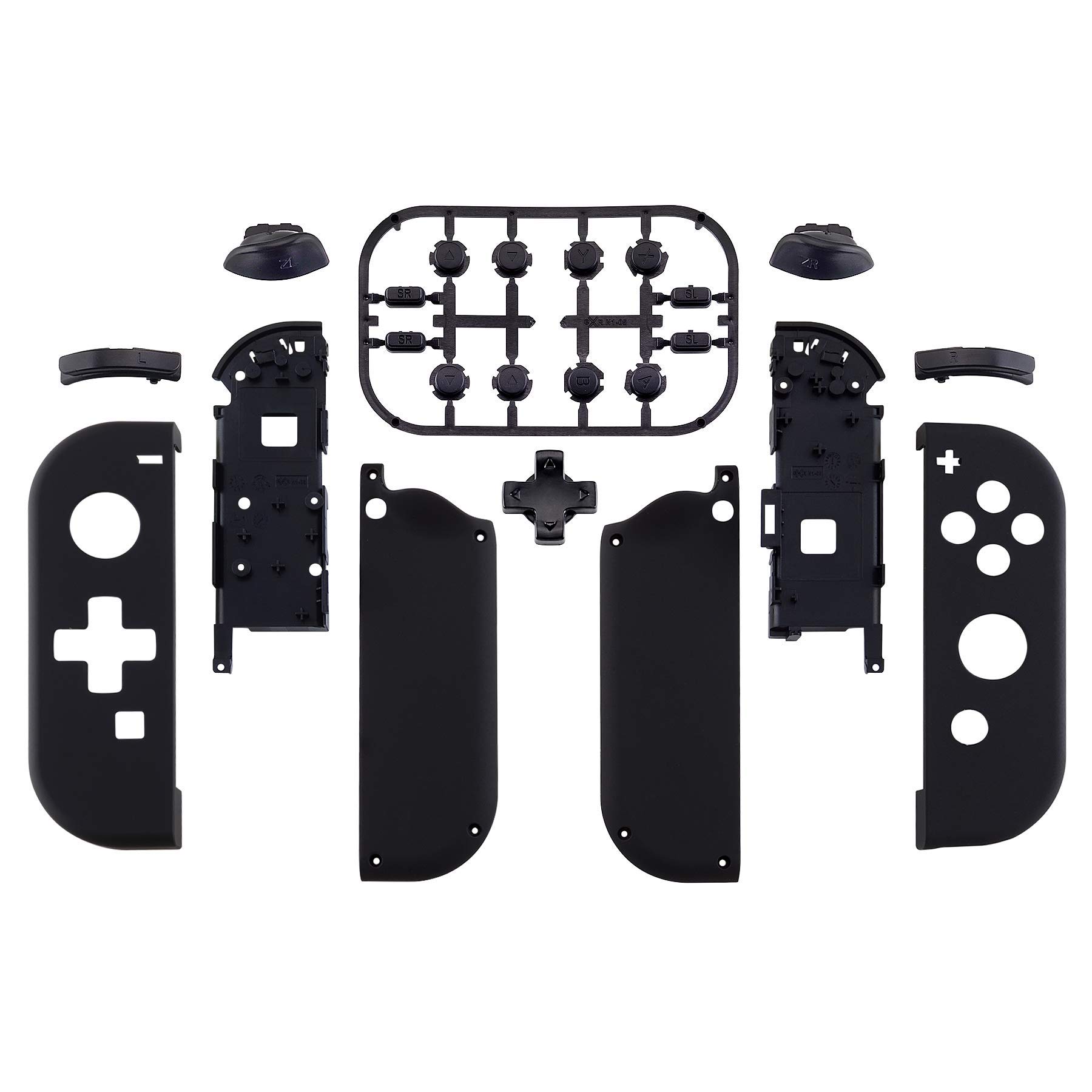 eXtremeRate Soft Touch Black Joycon Housing Shell with D-Pad & Full Button Set for Nintendo Switch - Replacement Faceplate for Switch Dock (Dock Not Included) - Perfect for DIY Repairs & Custom Gaming Setup