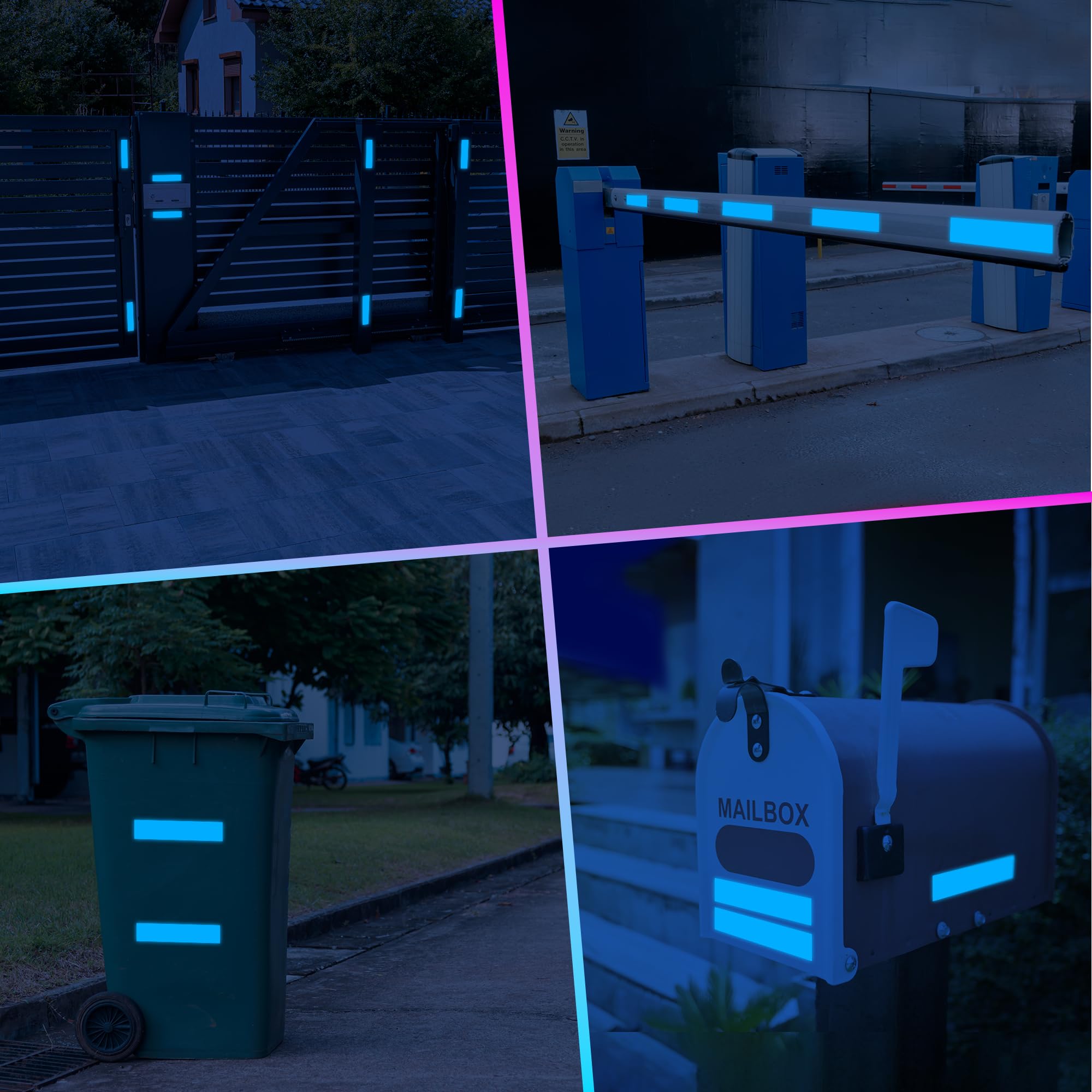 LOOM Reflective Stickers Kit - 6pcs Prism Blue Waterproof Self-Adhesive Safety Decals for Helmets, Bikes, Scooters, E-bikes & Motorcycles - High Visibility Nighttime Cycling & Outdoor Activities Safety Gear