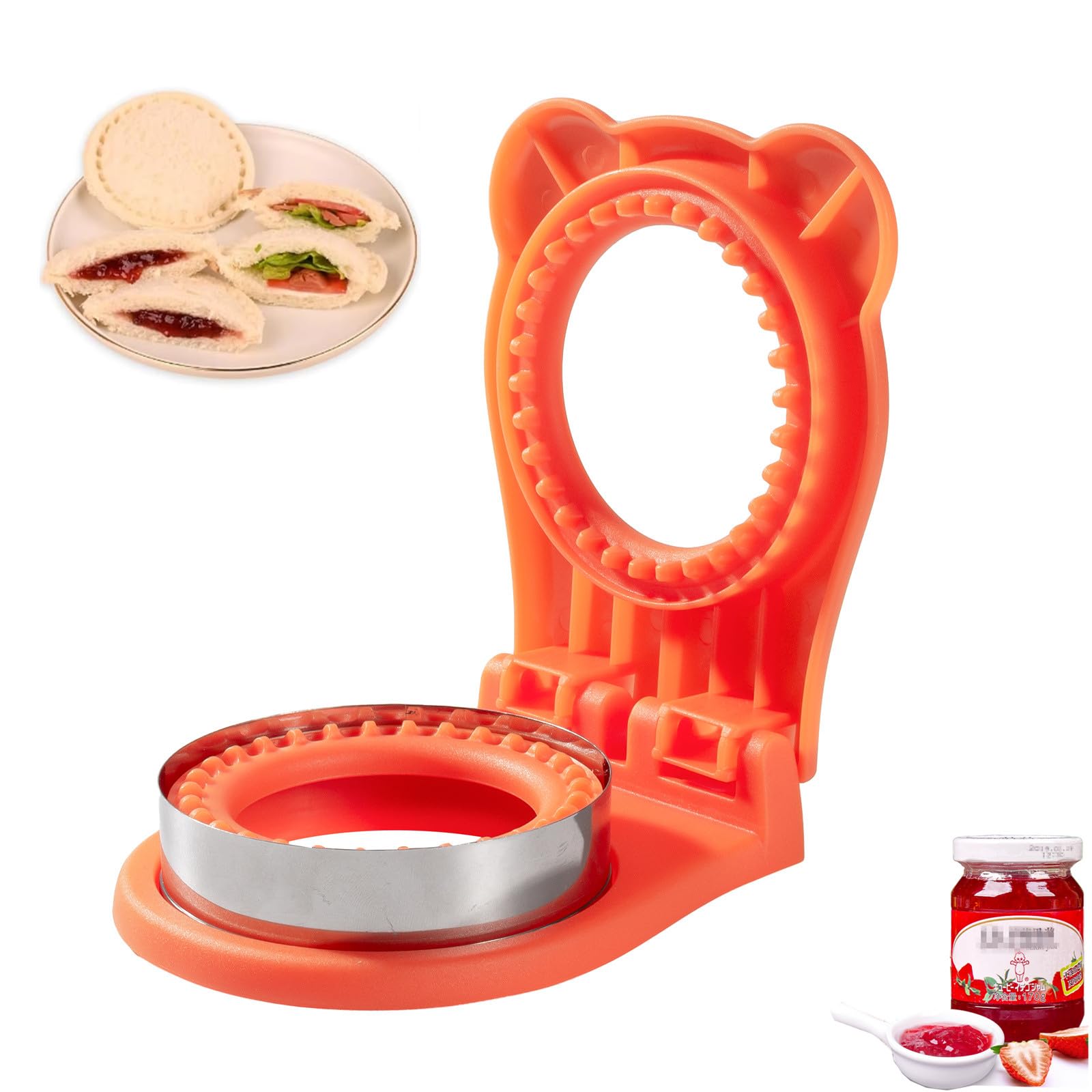 Uncrustable Sandwich Maker - 3.7 Inch Circle Shape Sandwich Cutter & Sealer for Kids Lunchboxes | Orange Sandwich Cookie Cutters | Perfect for School Lunches, Picnics & Quick Breakfasts