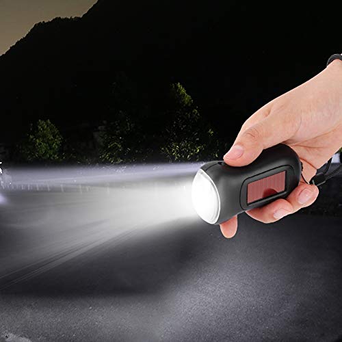 Hand Crank Solar Powered Flashlight - Emergency Rechargeable LED Flashlight with Dynamo for Outdoor Camping, Hiking, Survival & Power Outages
