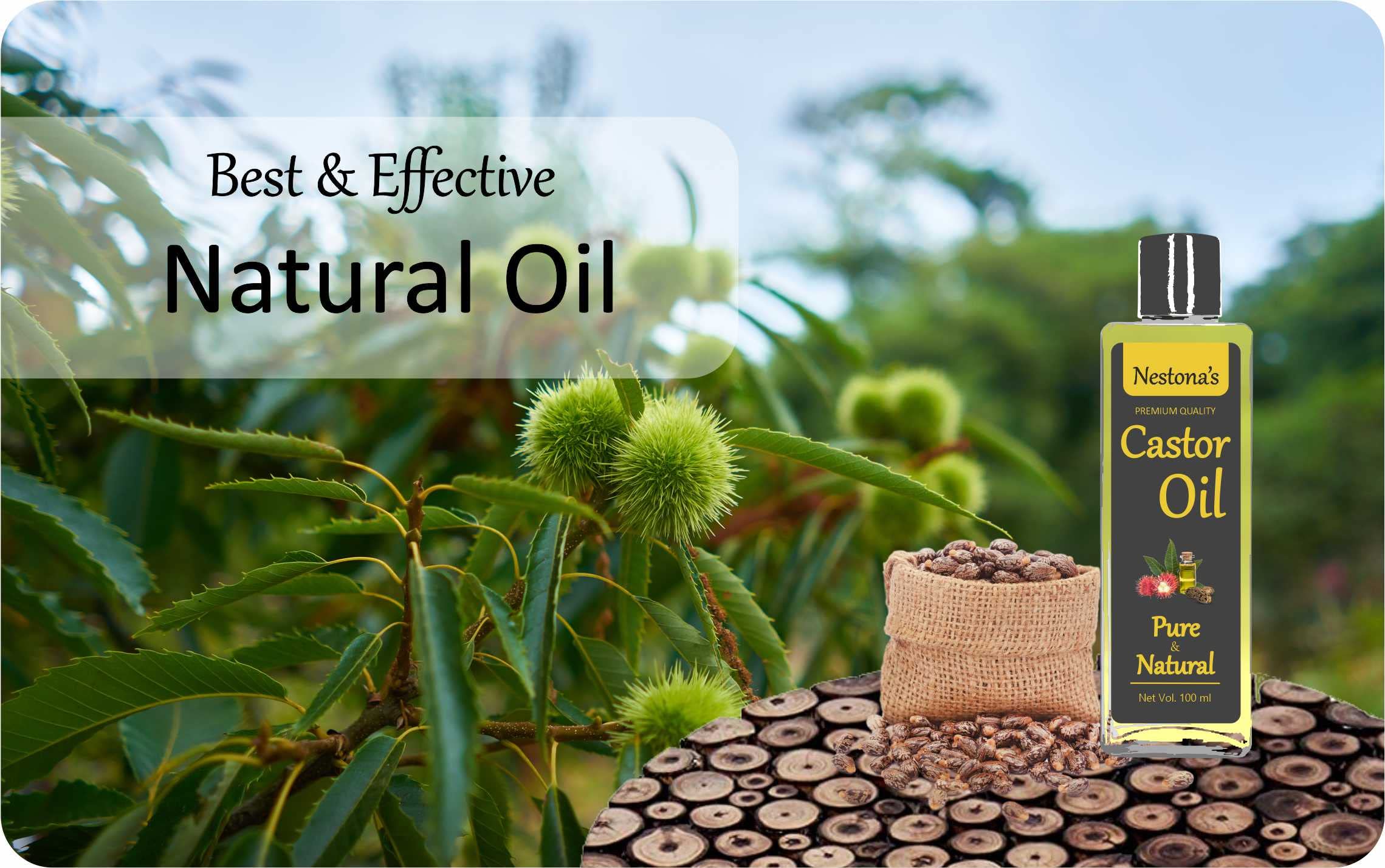Nestona's Premium Organic Castor Oil for Hair Growth, Eyelashes & Eyebrows | 100% Pure, Chemical-Free Hair Conditioner | Natural Solution for Thicker, Longer Hair | Perfect for Daily Hair & Lash Care Routine