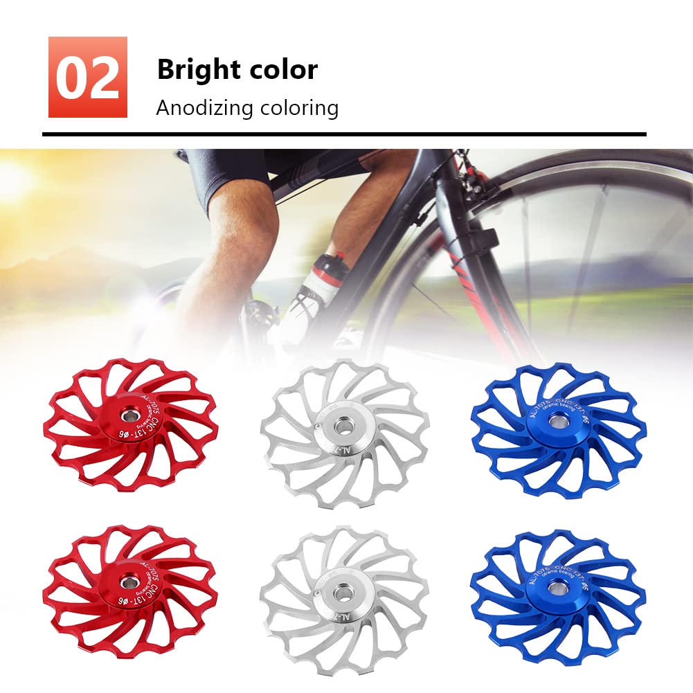 VGEBY 2Pcs Ceramic Bearing Bicycle Derailleur Pulley Wheels - 11T & 13T Replacement Set (Blue 11T) - High-Speed Road Bike Rear Derailleur Upgrade - Smooth Shifting for Mountain & Road Bikes