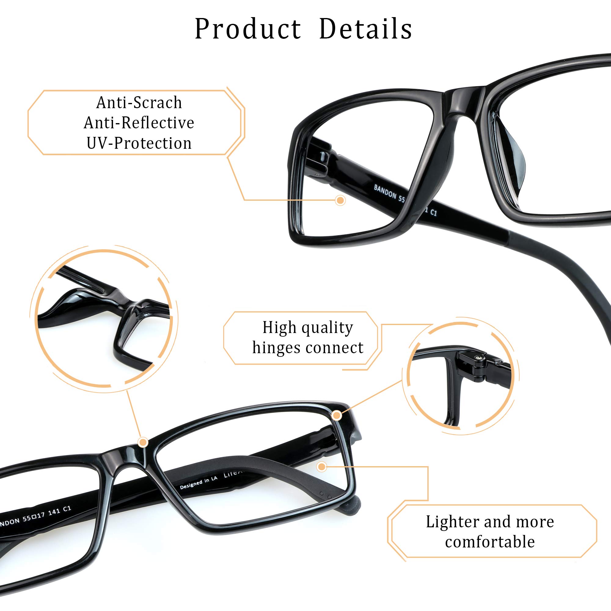 LifeArt Blue Light Blocking Glasses for Women & Men - Anti Eyestrain, Anti UV, Anti Glare Computer Reading Glasses - Gaming & TV Glasses with No Magnification (Black) - Perfect for Office Work, Online Classes & Nighttime Screen Use