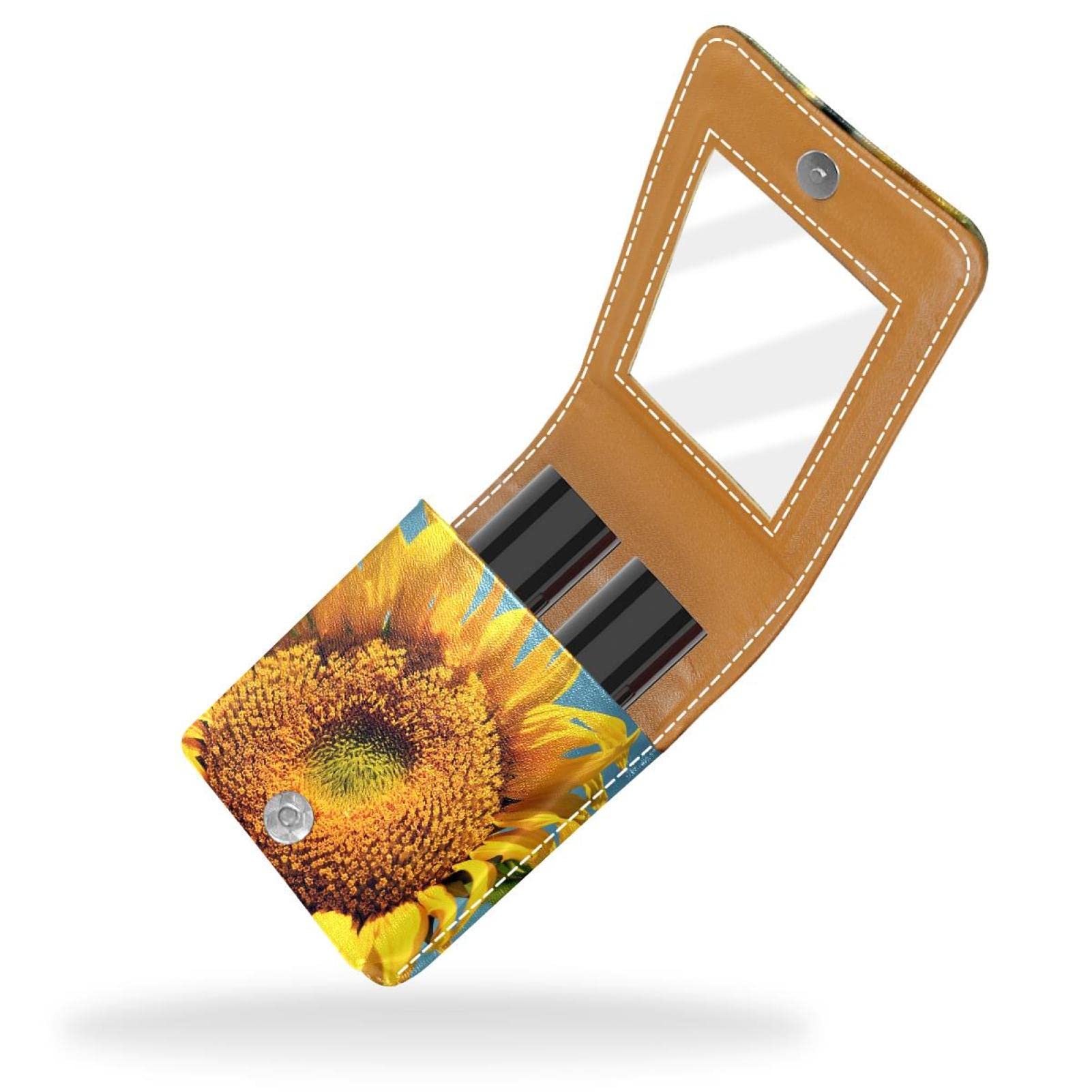Personalized Lipstick Case - Portable Makeup Bag & Cosmetic Pouch Organizer for Women | Lipstick Holder & Travel Makeup Storage | Sunflower Yellow Design - Perfect for Travel, Daily Use & Gift Giving