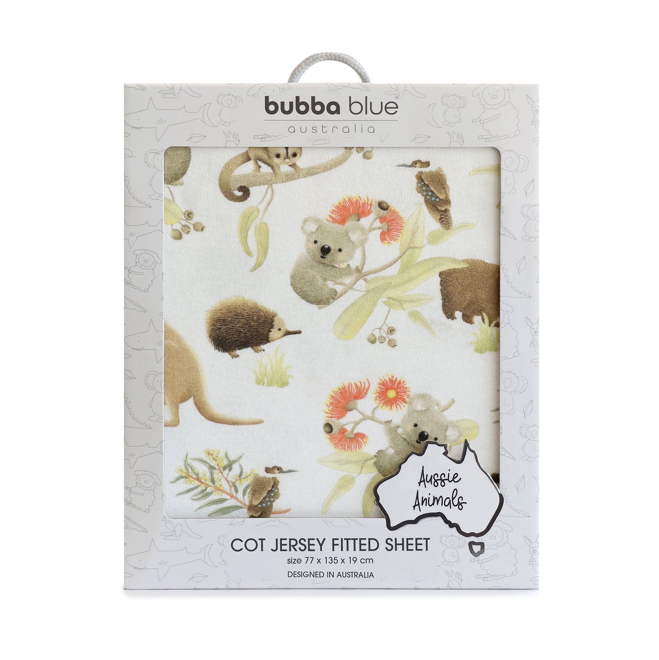 Australian Animals Jersey Cot Fitted Sheet - Soft Baby Crib Sheets with Kangaroo & Koala Prints - Perfect for Nursery, Daycare & Gift Giving