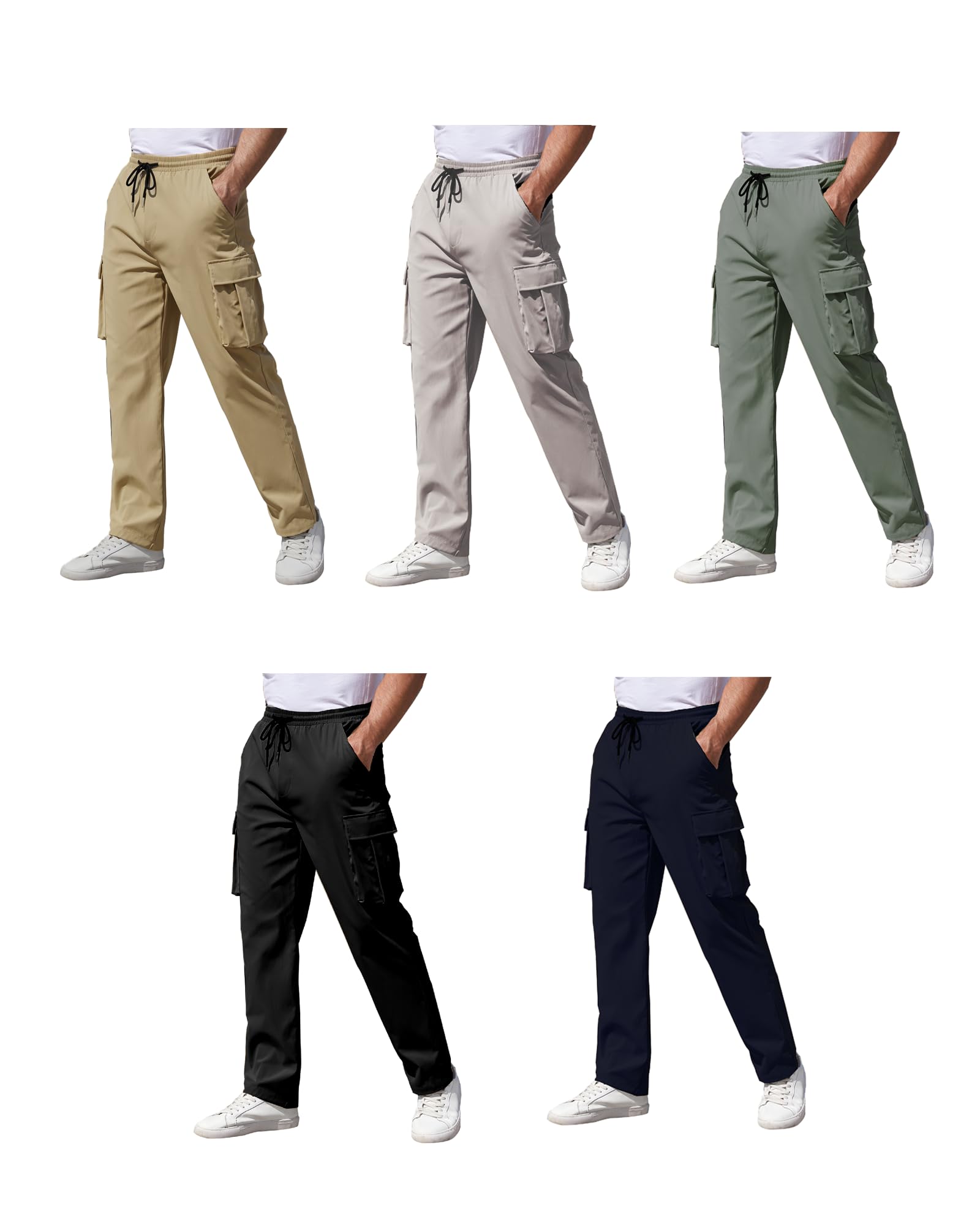 Men's Cargo Jogger Pants - Stretch Relaxed Fit Drawstring Sweatpants with Pockets | Outdoor Work, Hiking & Casual Wear