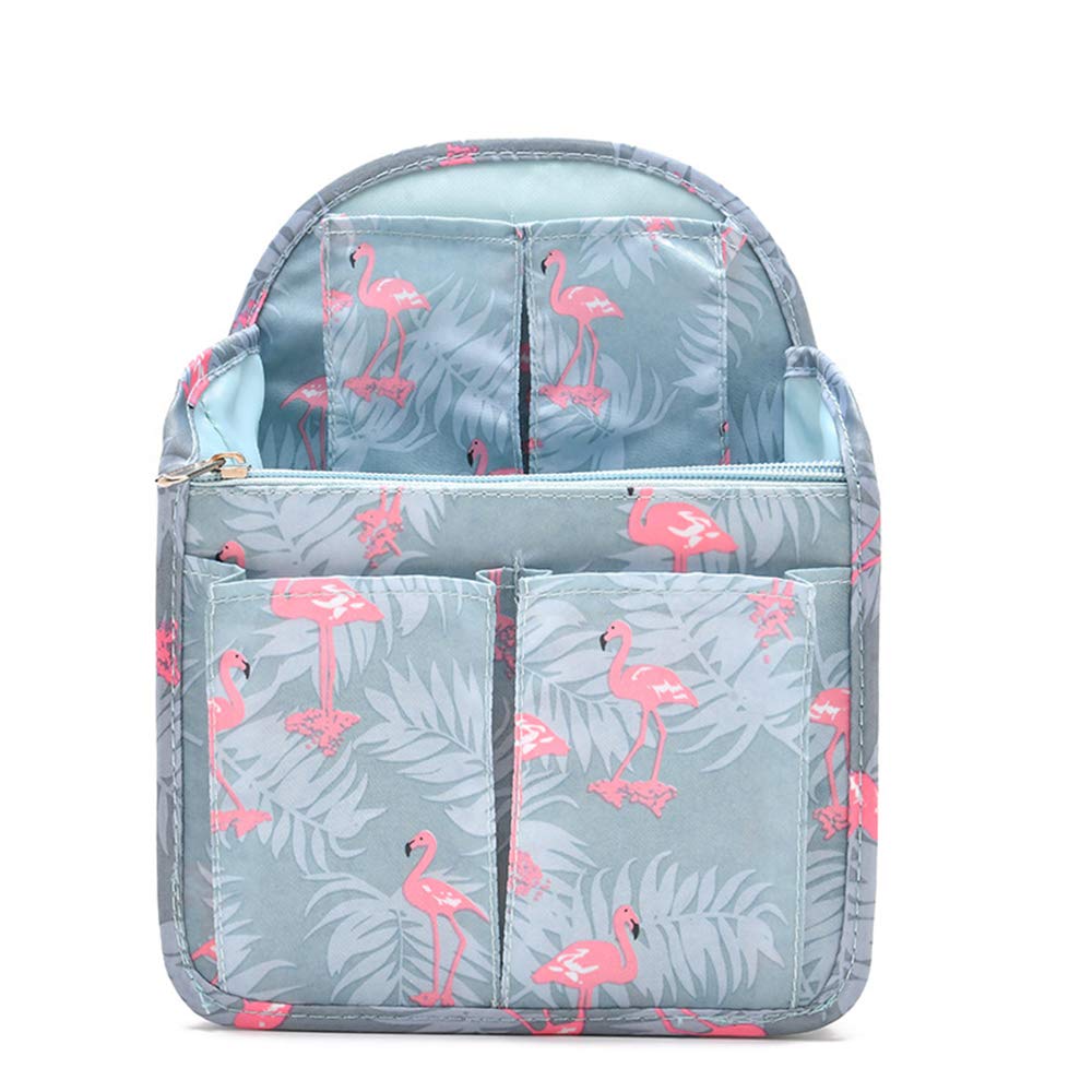 Waterproof Nylon Backpack Organizer Insert - Detachable Diaper Bag & Purse Organizer for Men & Women - Flamingo Print Design - Perfect for Travel, Work & Parenting Essentials