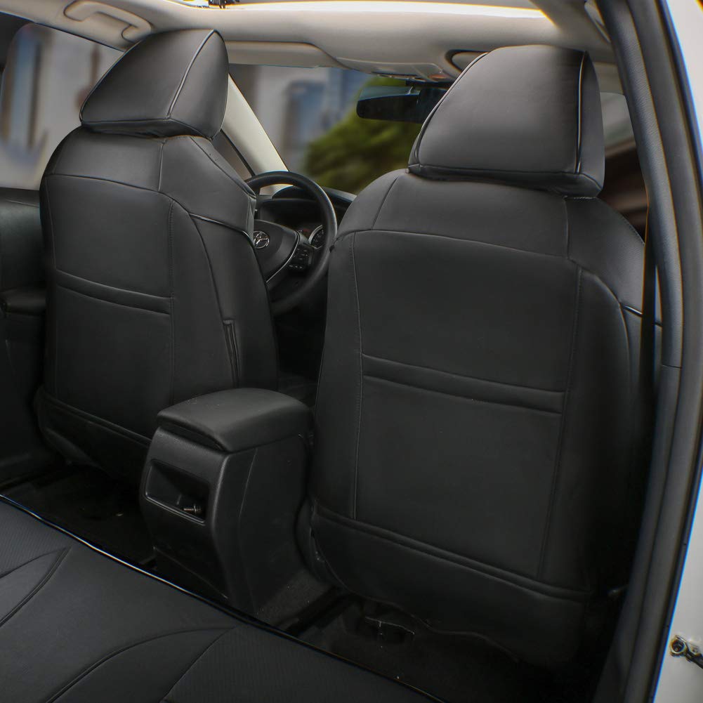 Premium EKR Custom Fit Full Set Leatherette Car Seat Covers for Ford Explorer ST/Platinum/King Ranch 2020-2024 & Active/ST-Line/Platinum/ST 2025 - 6 Seats Three Row Protection (Black) | Perfect for Family Road Trips, Off-Road Adventures & Daily Commuting