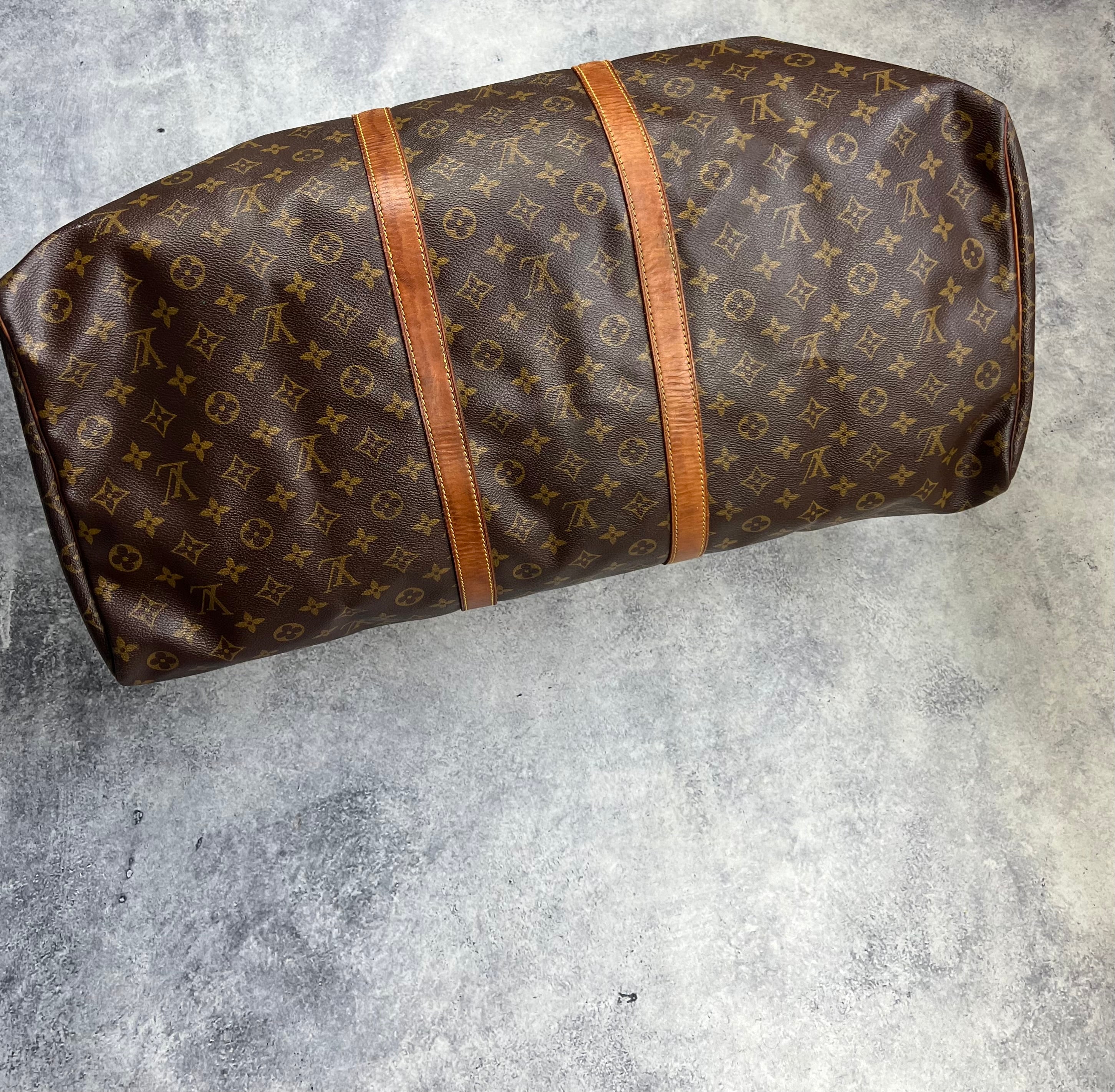 Authentic Vintage Louis Vuitton Monogram Keepall 60 Duffle Bag - Brown Canvas Travel Luggage for Men & Women, Perfect for Weekend Getaways & Business Trips