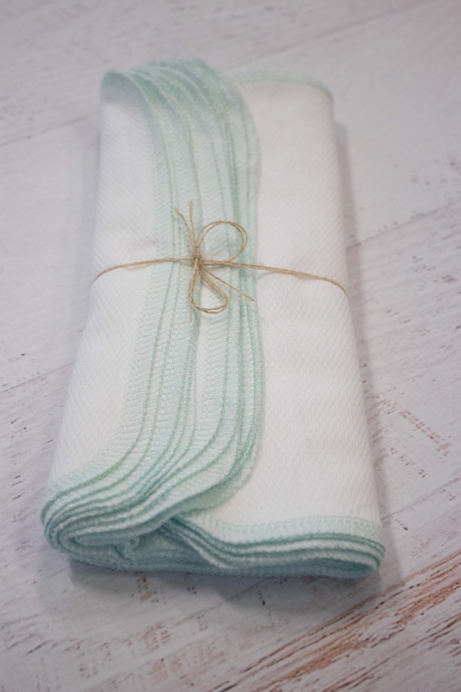 Eco-Friendly Reusable Paper Towels - 12 Pack Washable Kitchen Towels for Cleaning & Spills (Mint Bright White) | Sustainable Alternative to Disposable Paper Towels for Home & Office Use