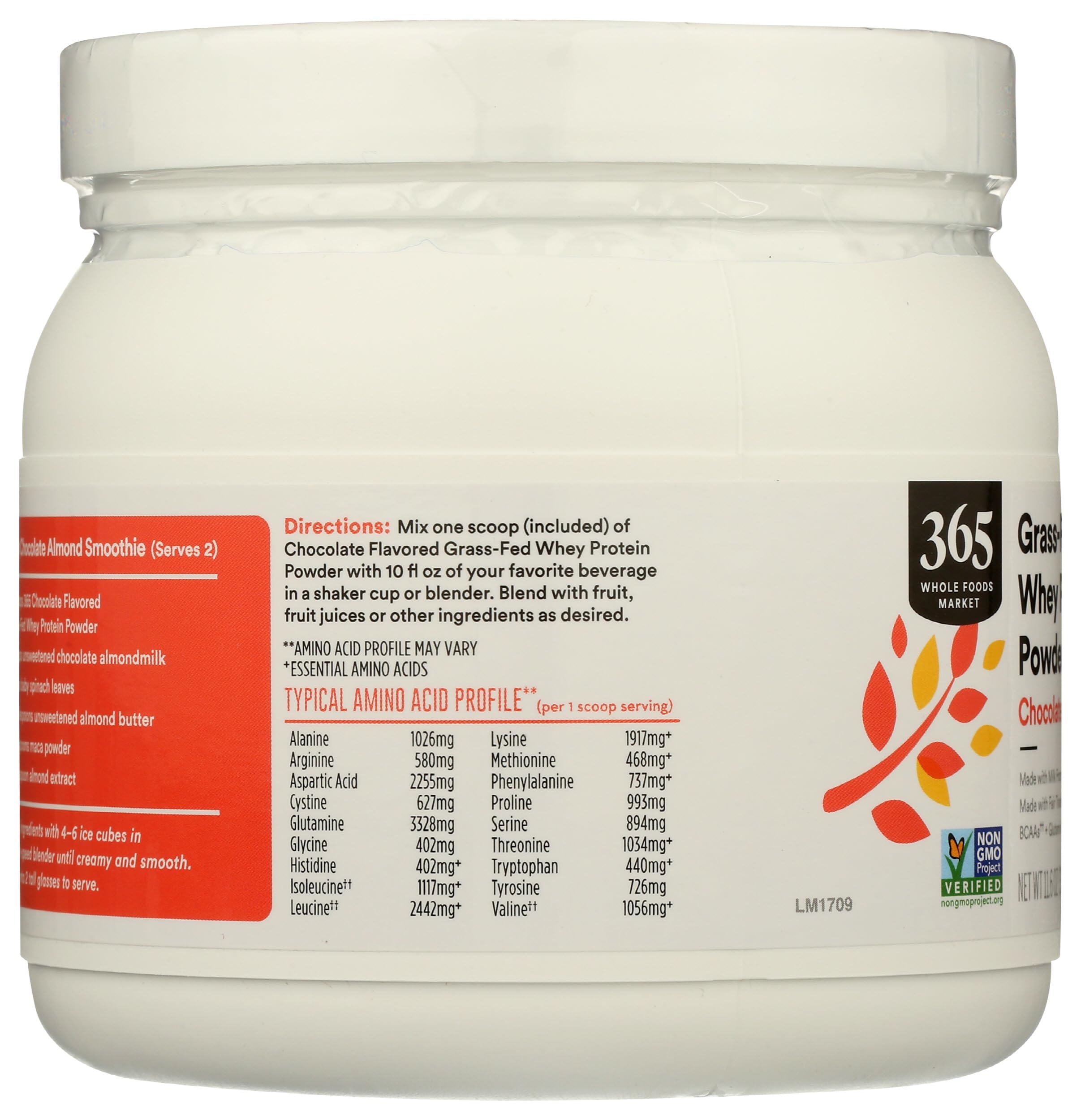 365 by Whole Foods Market Grass-Fed Whey Protein Powder, Chocolate Flavor, 11.6 oz - Perfect for Post-Workout Recovery & Healthy Smoothies