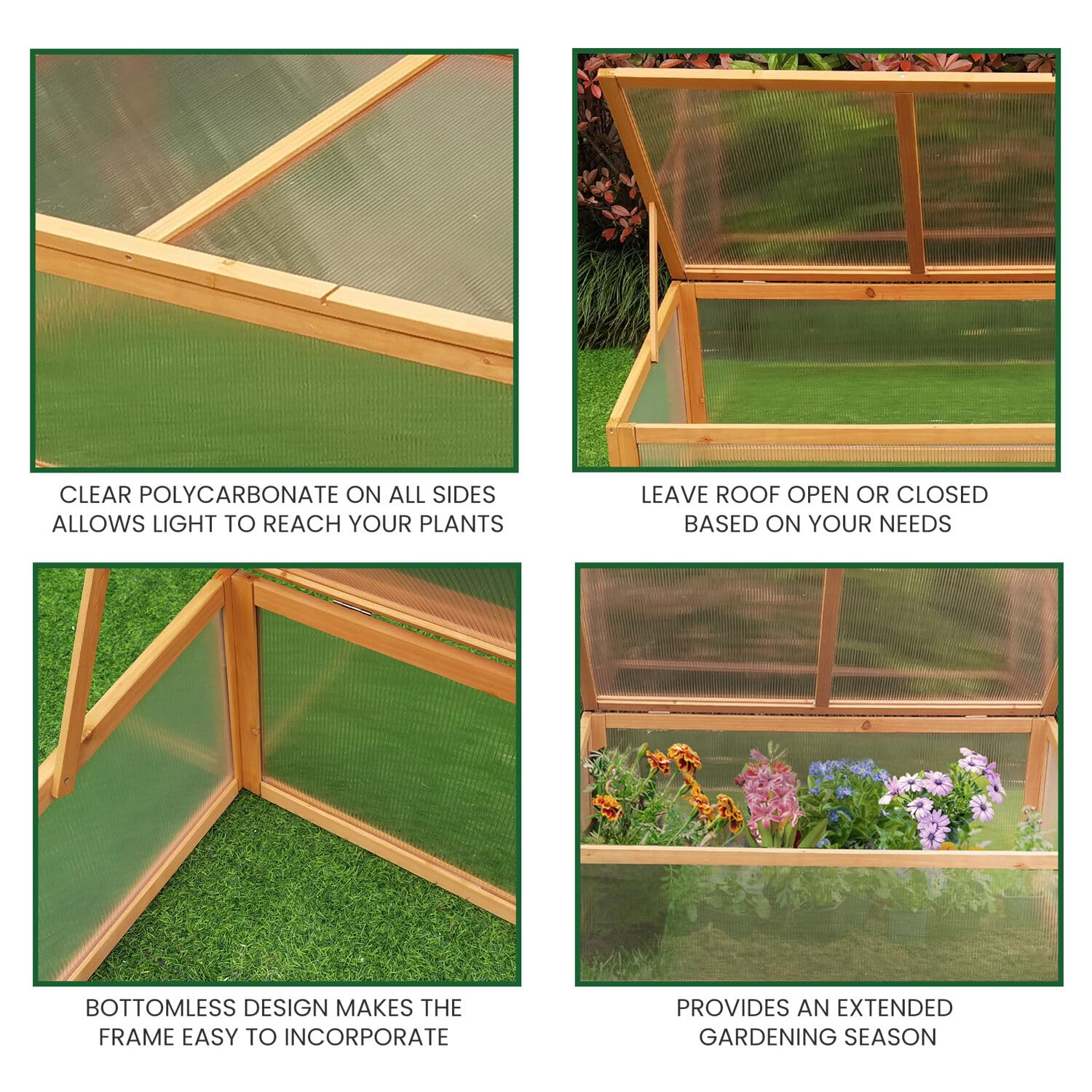 **Hanover 39-inch Portable Greenhouse Cold Frame with Top Opening - Red Cedar Wood Frames, Mini Outdoor/Indoor Greenhouse for Plants - Perfect for Sunroom, Patio, Deck, Porch, Garden & Backyard Gardening**