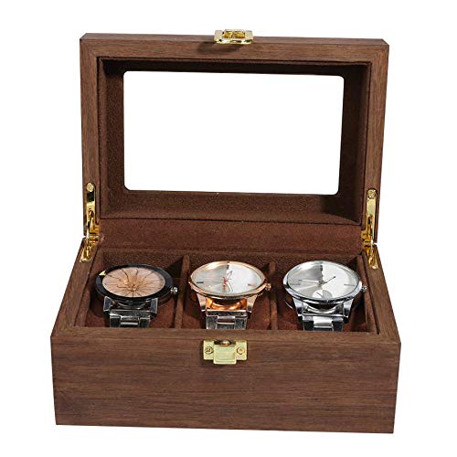 Premium Wooden Watch Box Organizer for Men - 3 Grid Luxury Watch Storage Case with Durable Protection | Perfect for Travel, Gifts & Watch Collection Display