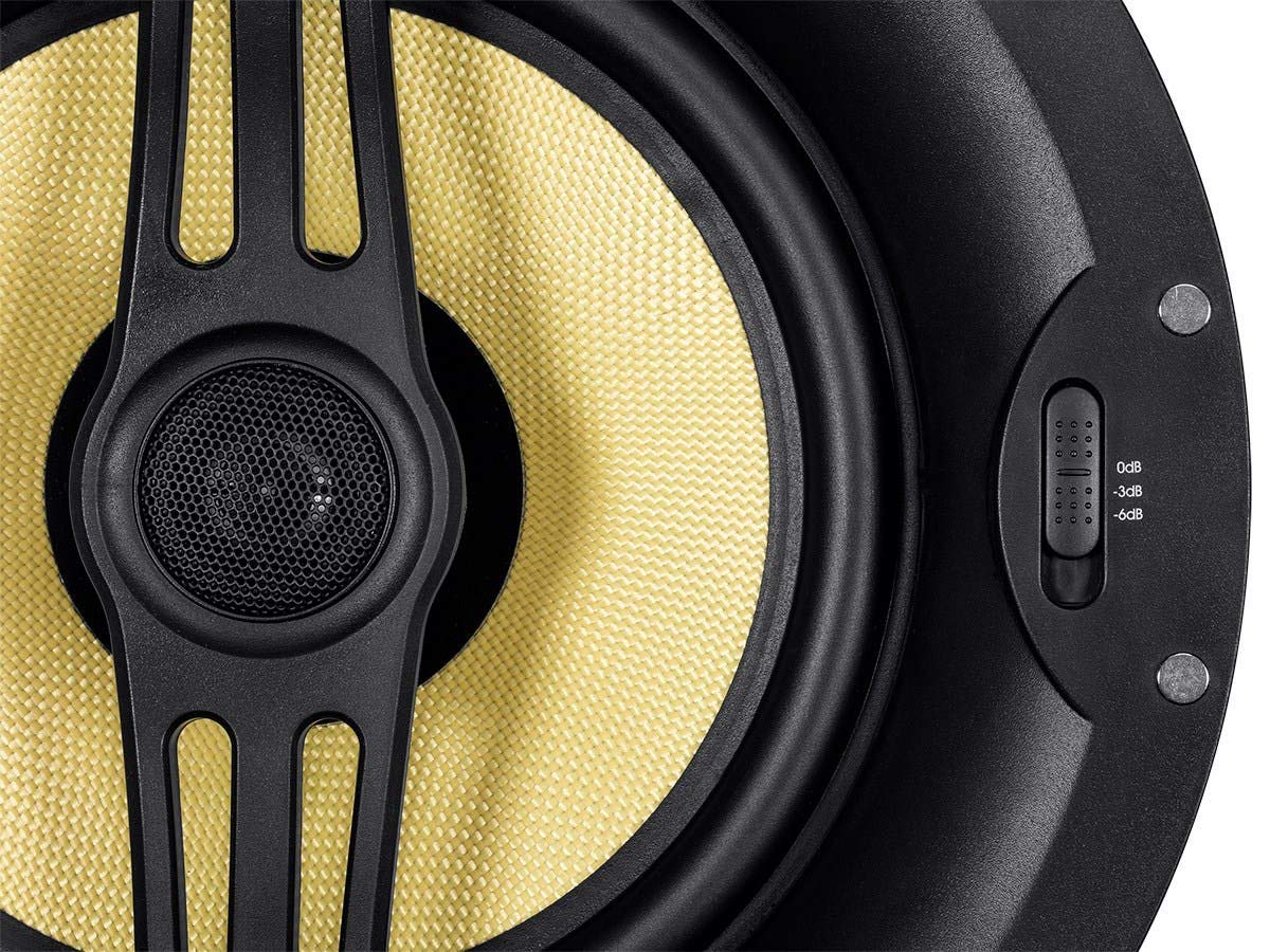 Monoprice 8-Inch 2-Way Aramid Fiber In-Ceiling Speakers - Black with Covered Crossover (Pair) - Perfect for Home Theater & Surround Sound Systems