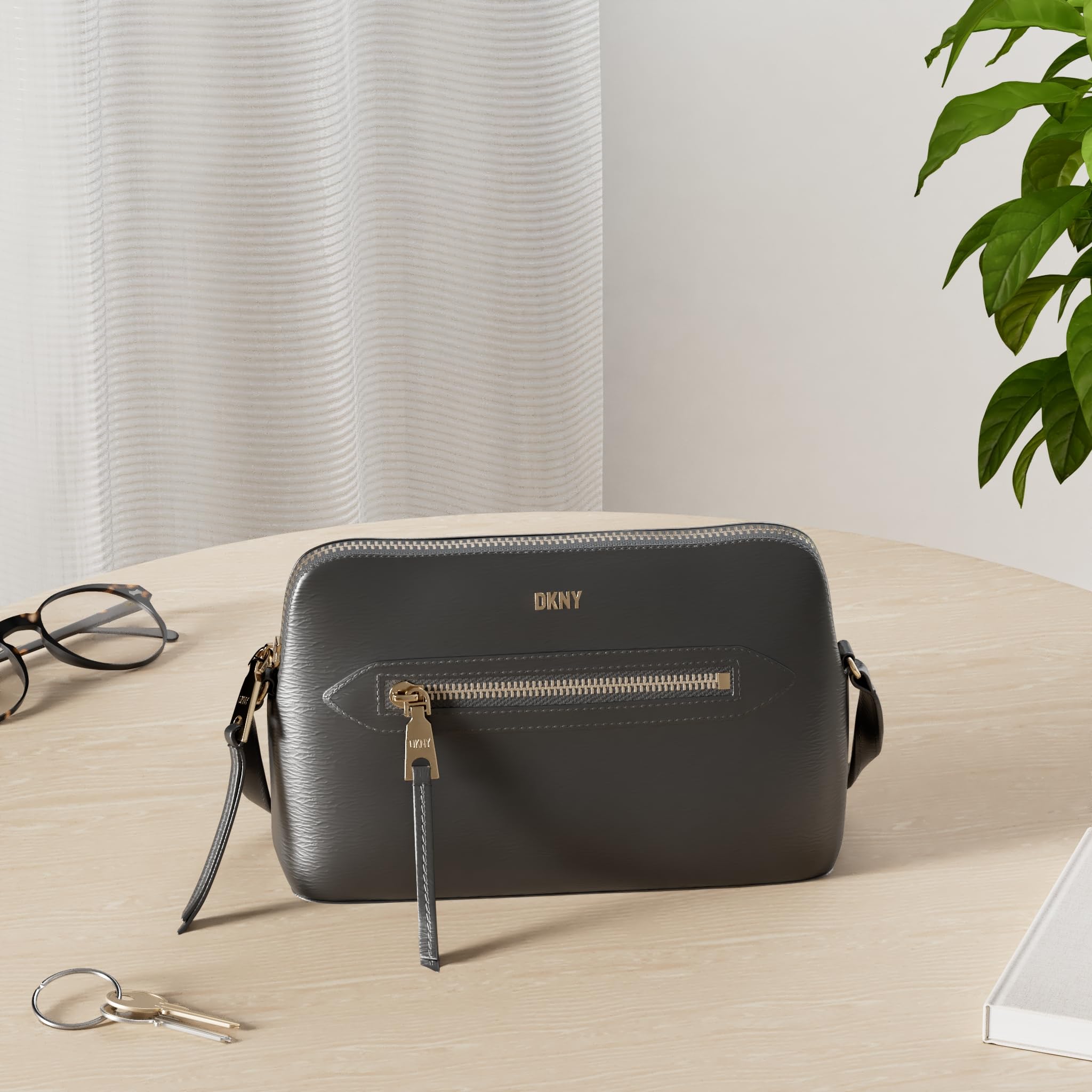 DKNY Chelsea Dome Crossbody Bag for Women - Stylish Leather Shoulder Purse with Adjustable Strap, Perfect for Work, Travel & Everyday Use