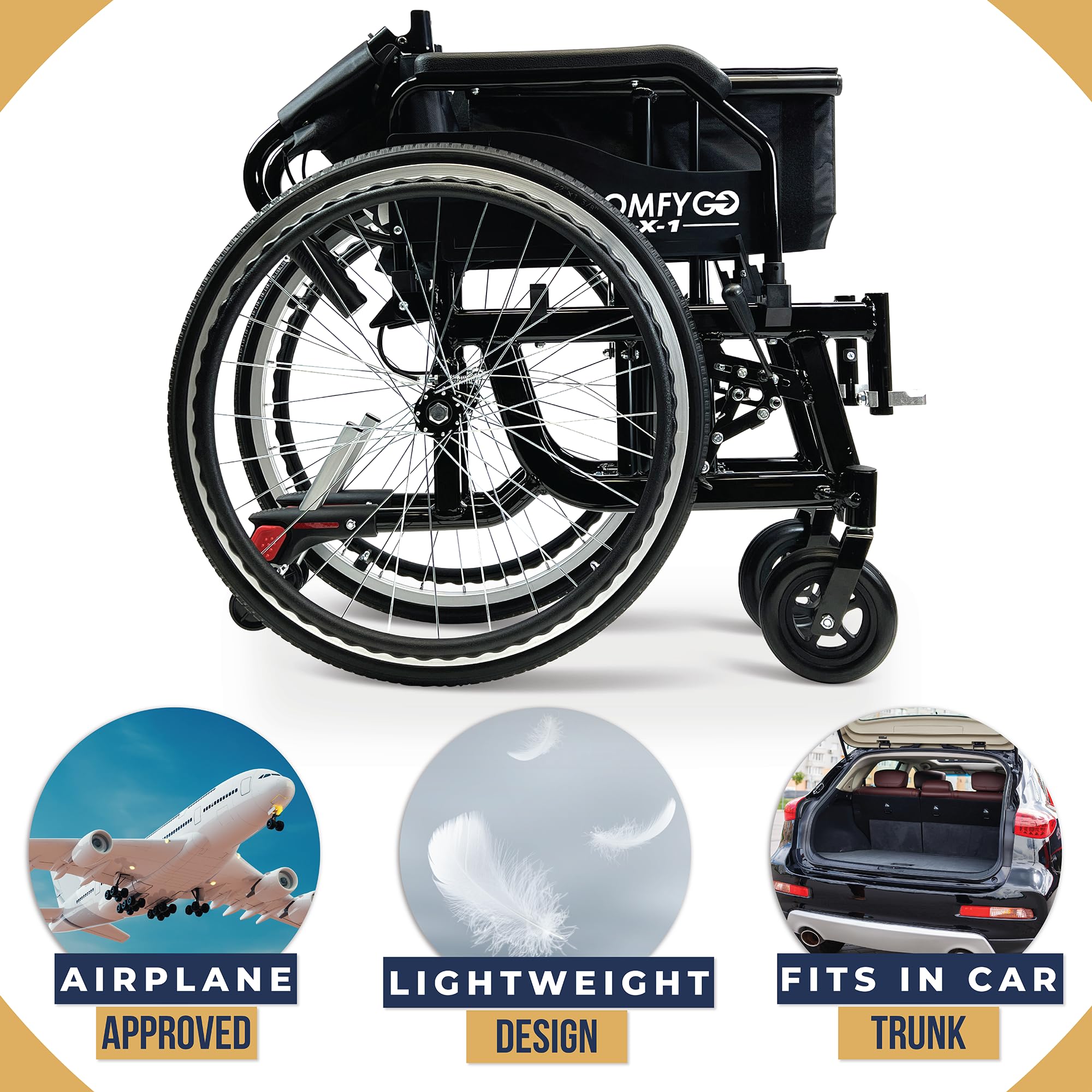 Ultra Lightweight Folding Manual Wheelchair for Adults - 17.5