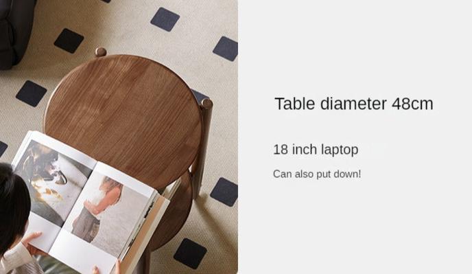 Black Walnut Solid Wood Round Side Table - Natural Wood End Table for Living Room, Bedroom, or Office - Perfect for Coffee, Books, and Decor