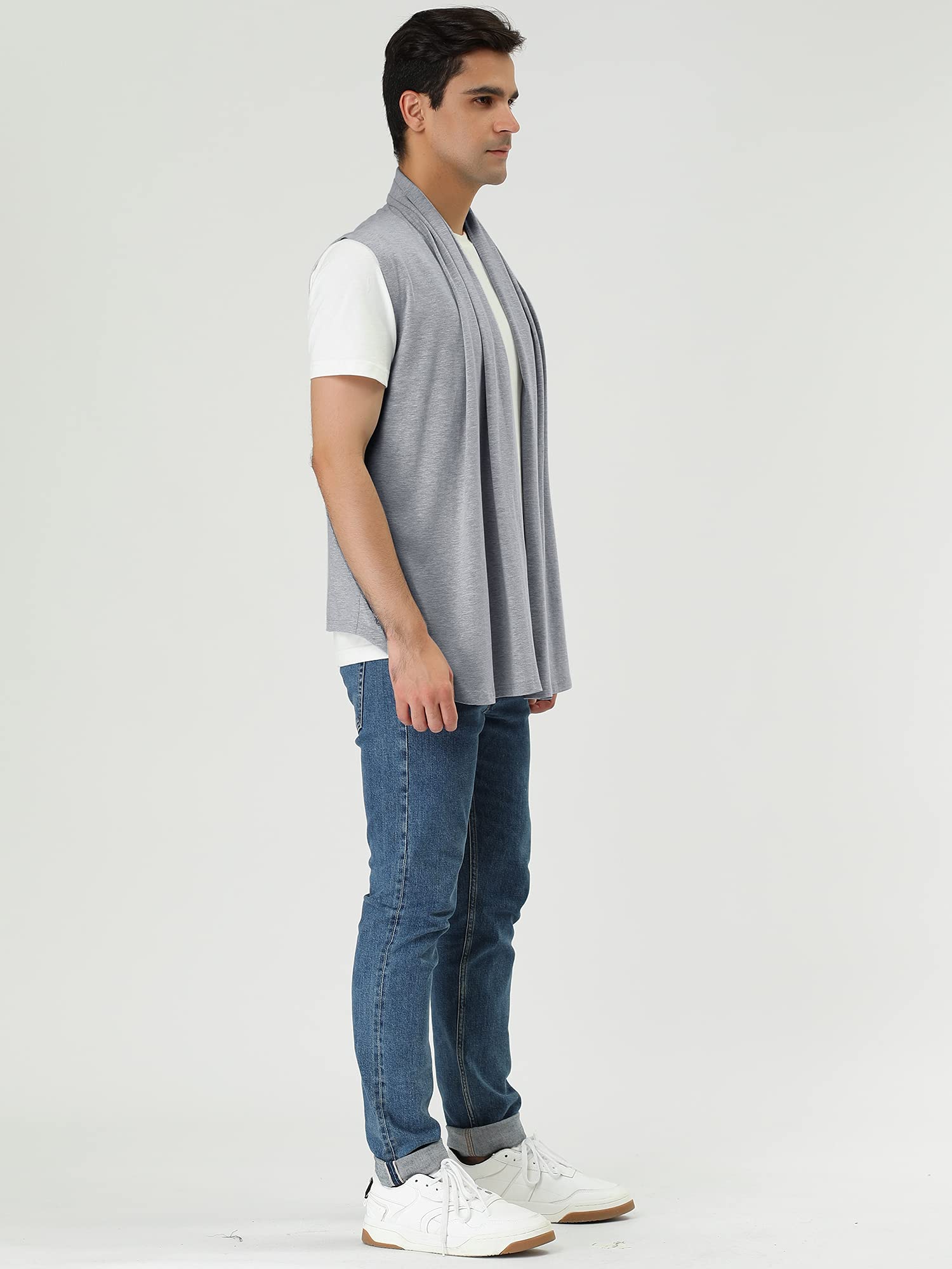 Men's Ruffle Shawl Collar Lightweight Vest - Sleeveless Cardigan Drape Cape for Casual Outfits & Layering | Perfect for Fall Fashion, Date Nights & Office Wear