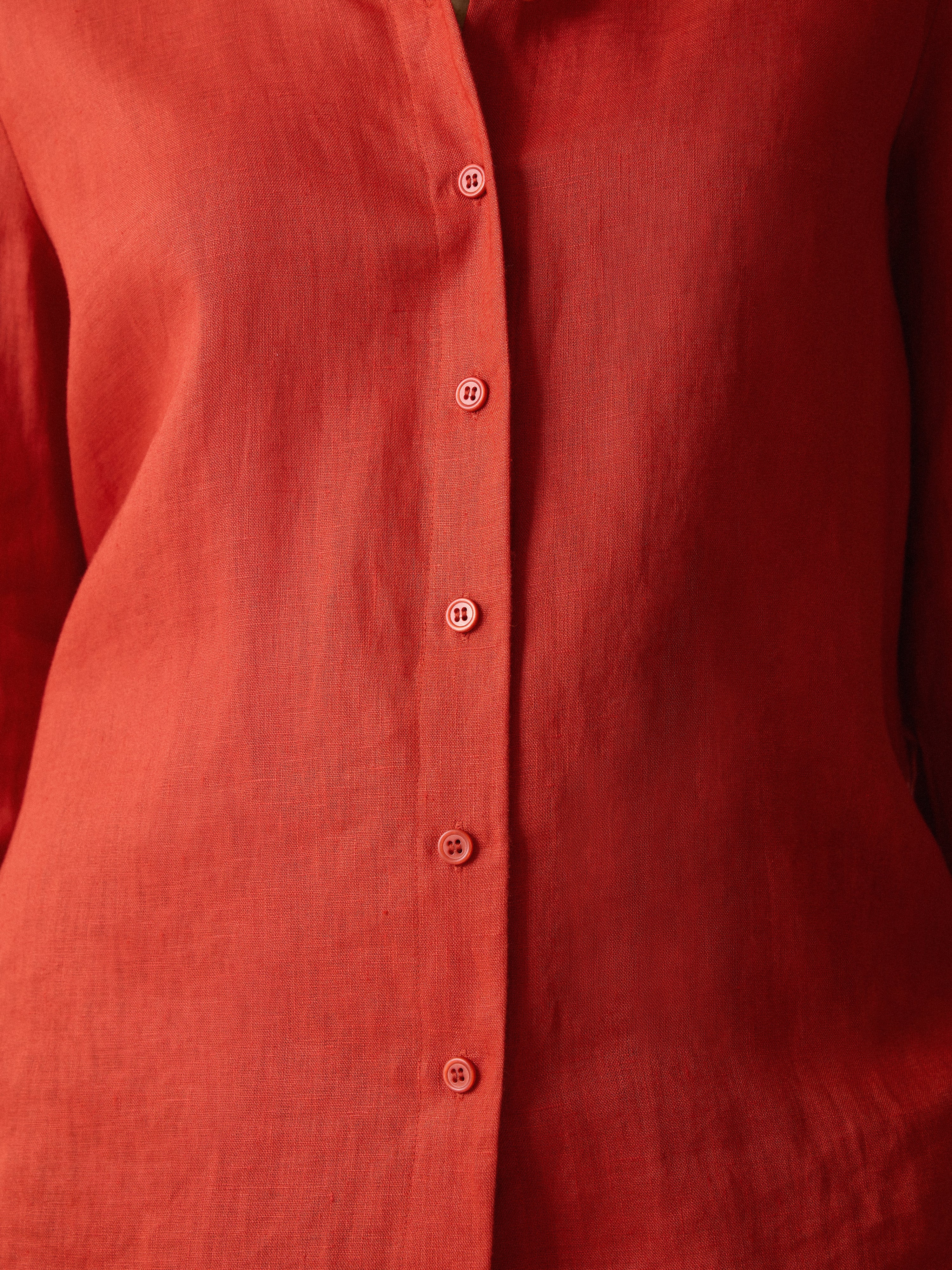 Classic Linen Shirt for Men - Breathable & Comfortable Orange Summer Casual Shirt | Perfect for Beach, Vacation & Outdoor Activities