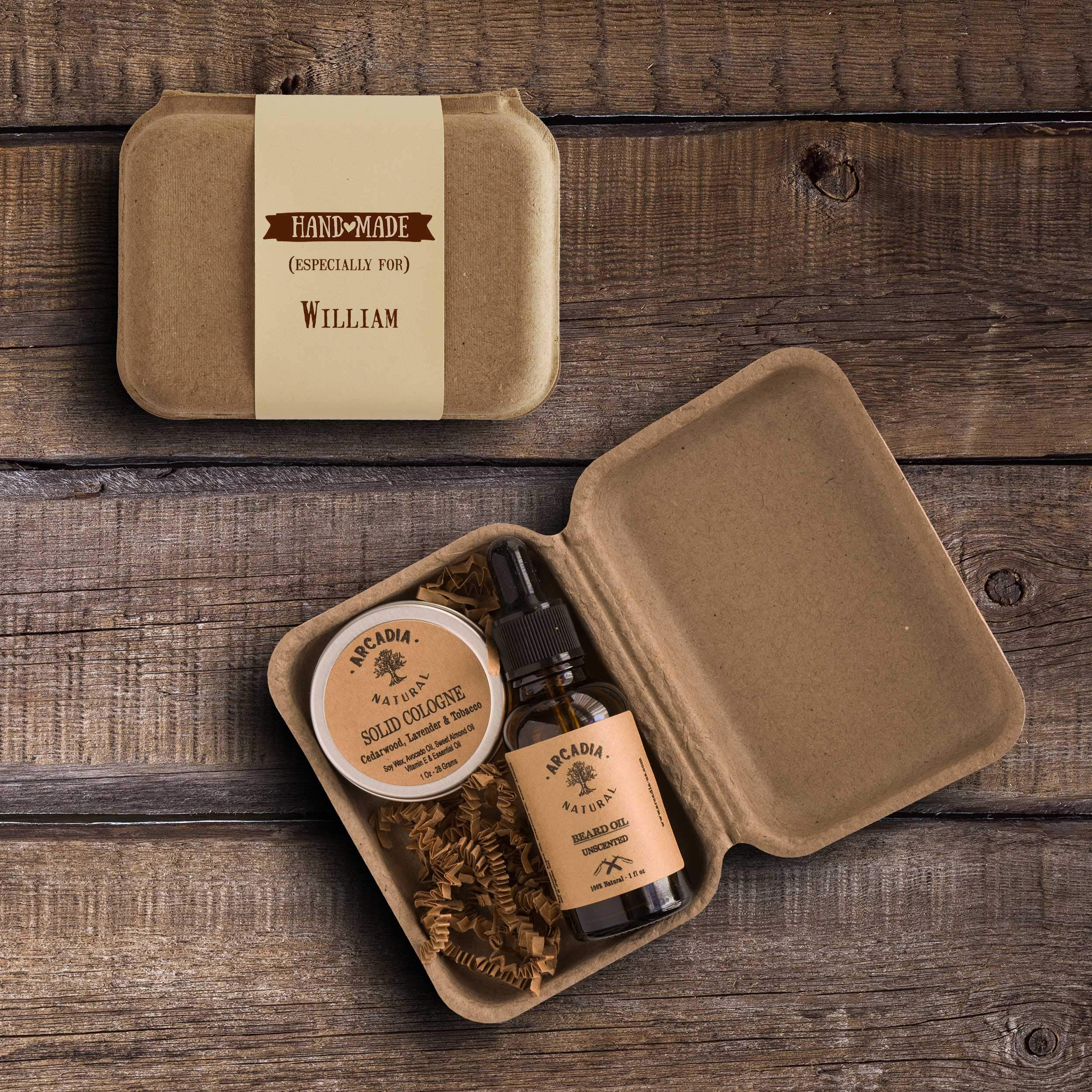 Premium Personalized Gift Box for Men - Beard Oil & Cologne Set - Eco-Friendly Zero Waste Present for Husband & Boyfriend - Perfect for Birthdays, Anniversaries & Special Occasions