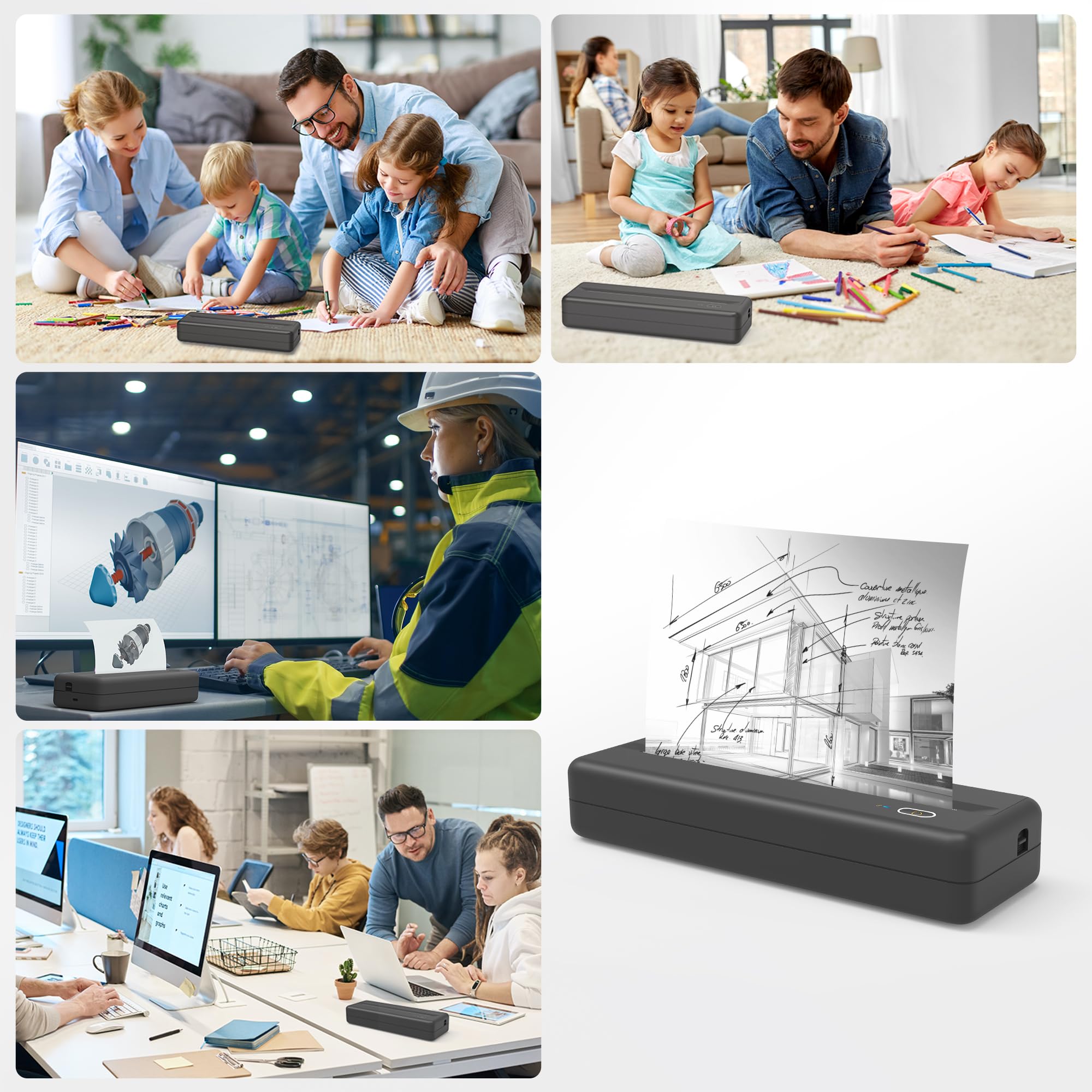 Wireless Thermal Printer for Home Office & Travel - Compact, Inkless, Works with iOS, Android & Laptops - Supports 4
