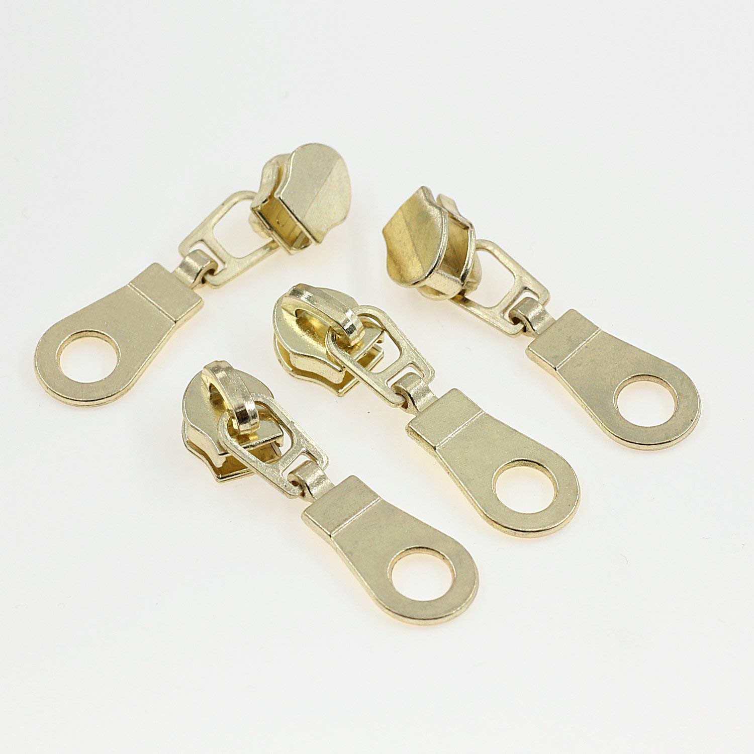 50PCS #5 Gold Metal Zipper Pulls - Brass Sliders for Nylon Coil Zippers, Jackets, Luggage, Purses & Bags (Bulk Pack) - Durable Replacement Parts for DIY Repair & Fashion Accessories