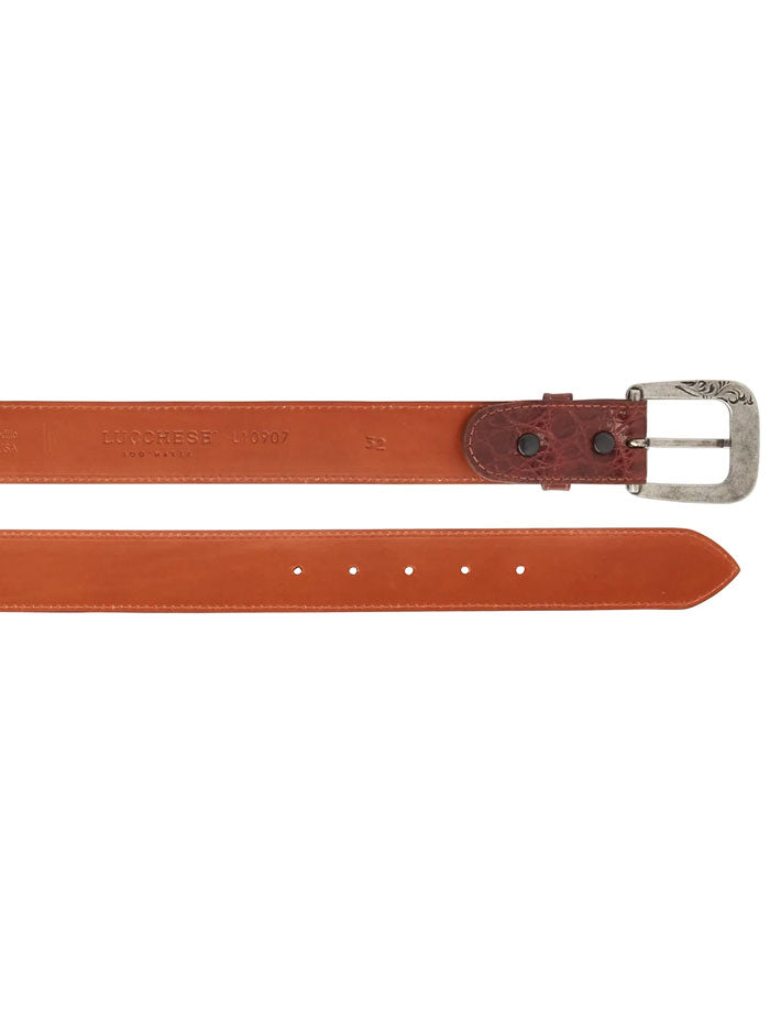 Lucchese W9411 Ultra Belly Caiman Western Belt in Sienna - Premium Leather Belt for Cowboy Boots & Western Fashion