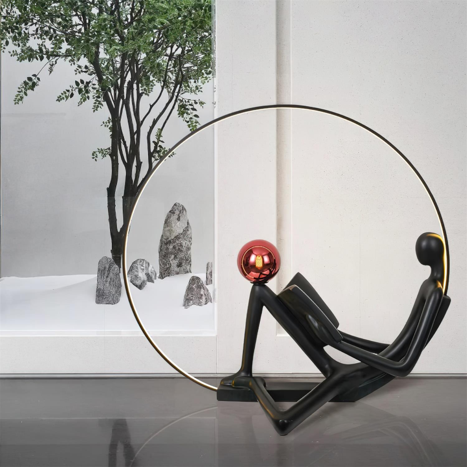 Modern Reading Statue Floor Lamp - Adjustable LED Light for Living Room, Bedroom & Office - Perfect for Reading, Working & Relaxing