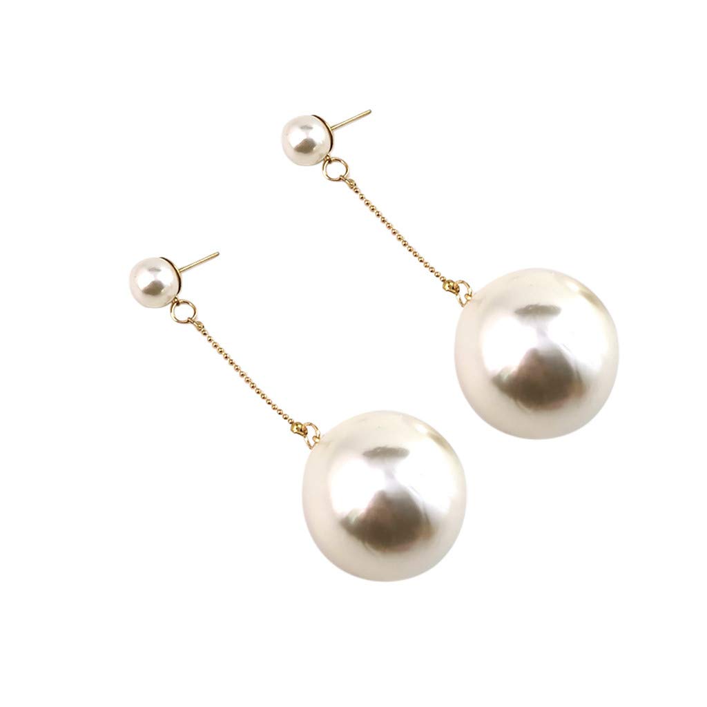 Fashion Pearl Drop Earrings for Women - Elegant Gold Long Chain Artificial Pearl Dangle Earrings - Perfect for Parties, Weddings & Everyday Wear (One Size)