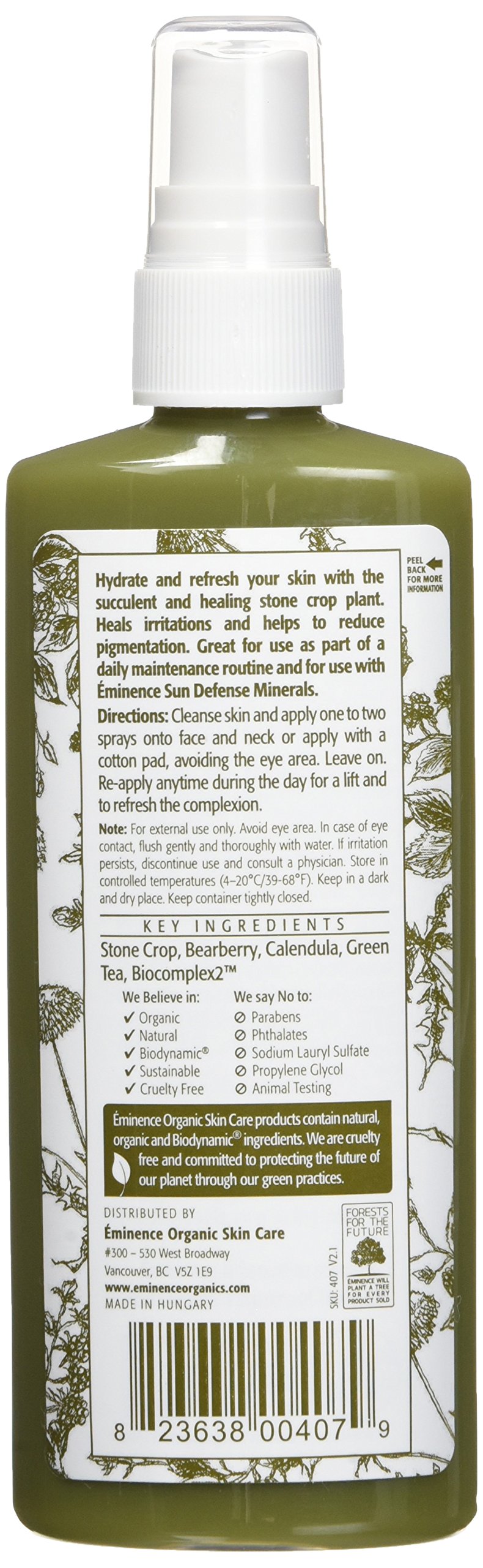 Eminence Organic Skincare Stone Crop Hydrating Mist Facial Spray - 4.2 oz | Natural Hydration for Dry Skin | Perfect for Travel, Gym & Daily Skincare Routine