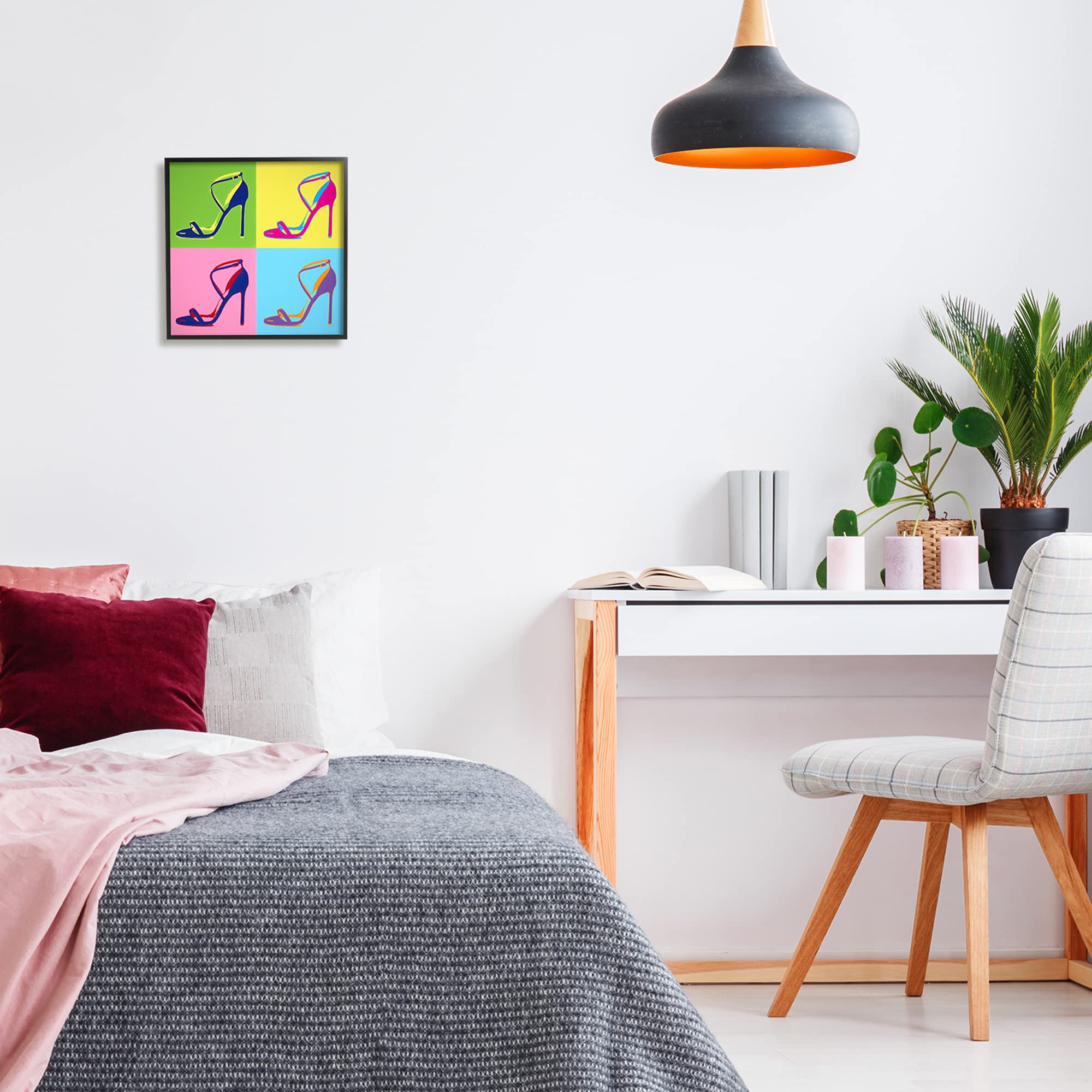 Stupell Industries Pop Art High Heel Shoe Wall Decor - Vivid Square Block Design by Daniel Sproul | Modern Home & Office Artwork for Fashion Lovers