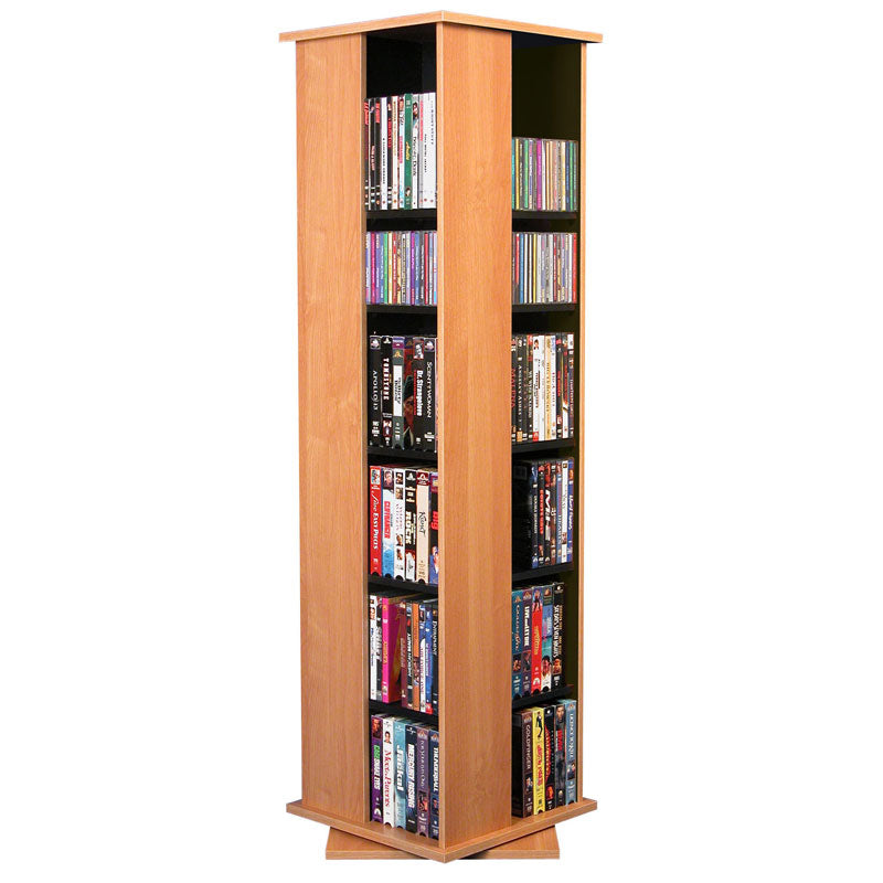Revolving Media Tower Stand - 360° Rotating TV Stand for Living Room, Bedroom & Office - Space Saving Entertainment Center with Shelves for TV, Gaming Console & Accessories