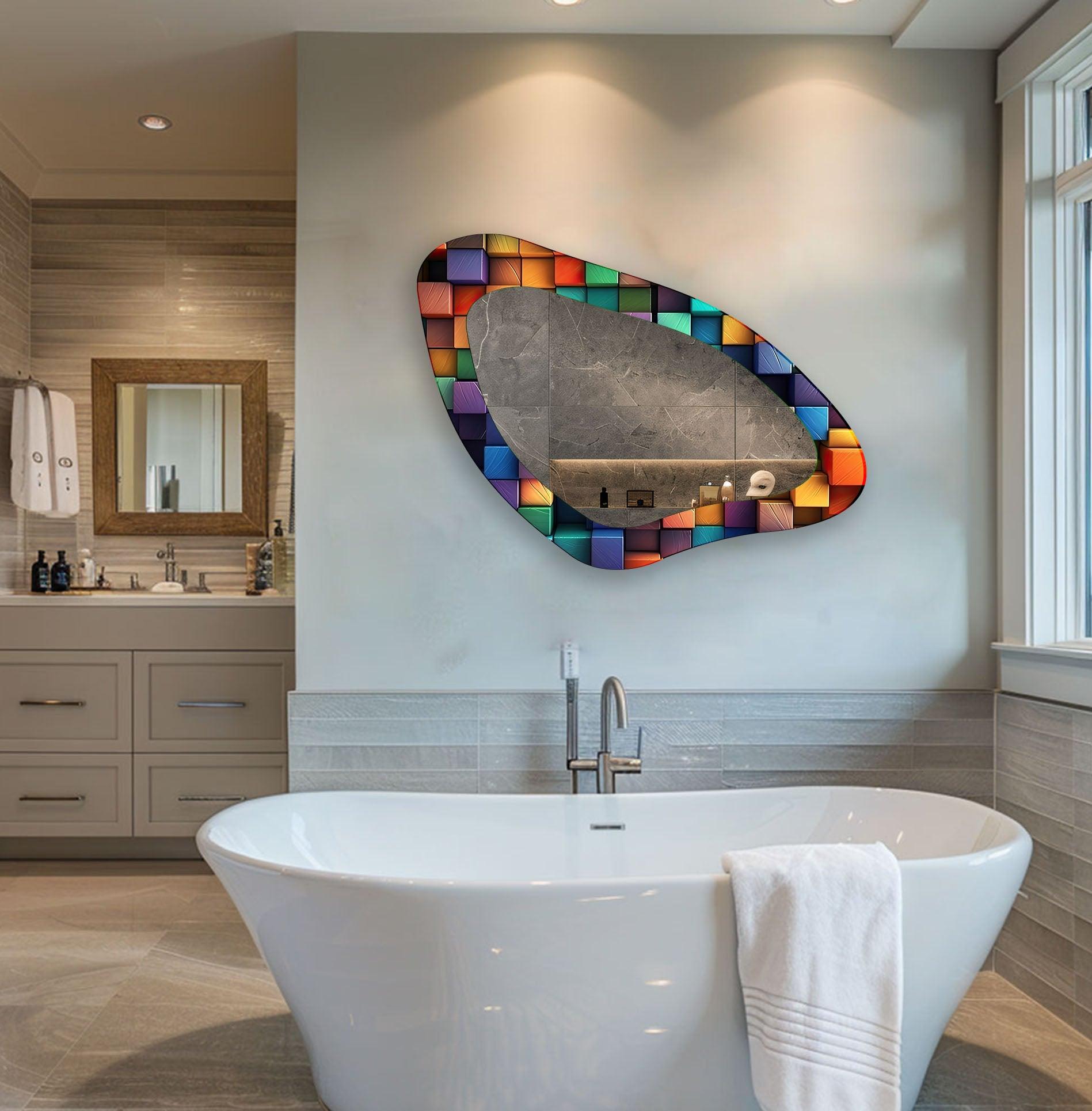 Stylish Modern Glass Wall Mirror - Decorative Round or Square Mirror for Living Room, Bedroom, Bathroom & Entryway Decor