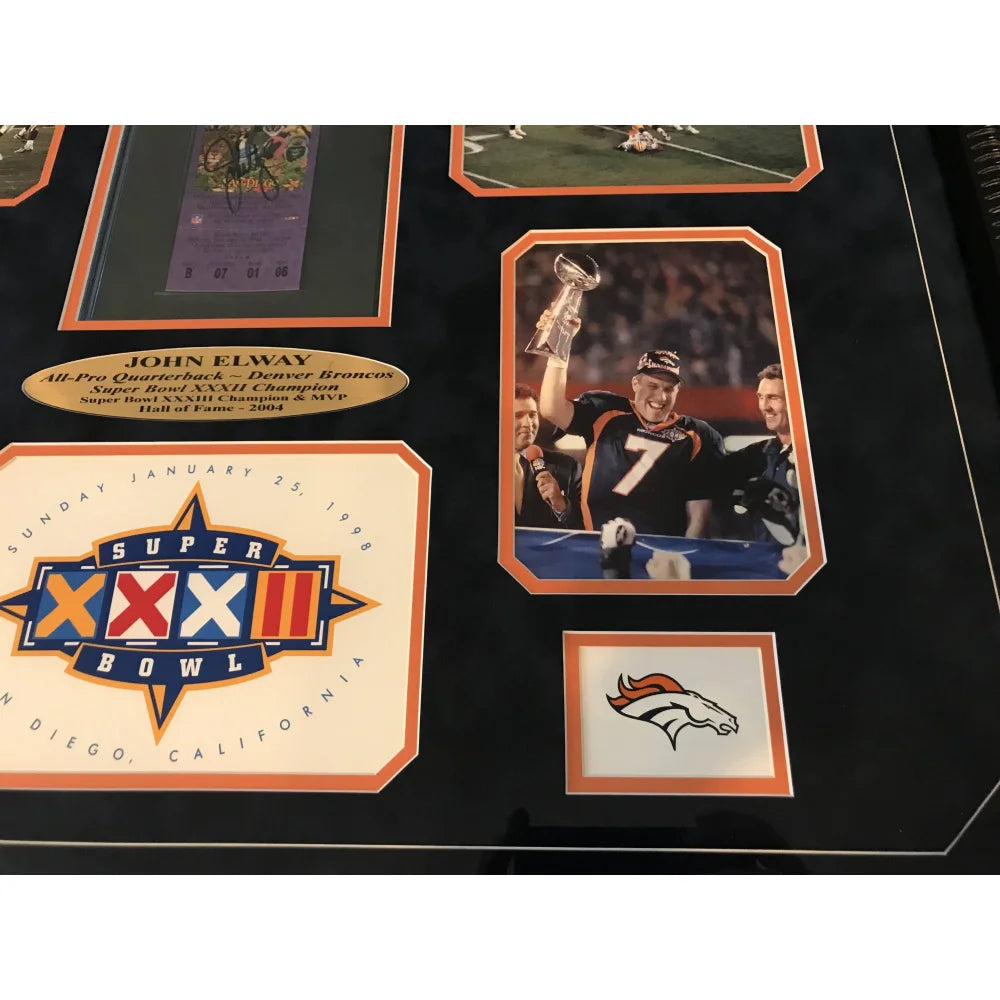 Authentic John Elway Signed Super Bowl XXXII Ticket Framed Memorabilia - BGS Certified Autograph - Perfect for Broncos Fans, Sports Collectors & Man Cave Decor