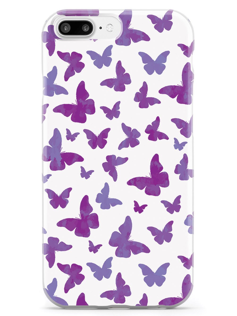 Inspired Cases - Premium 3D Textured Protective Phone Case Compatible with Apple iPhone 8 Plus - Purple Butterflies & White Design - Shockproof & Anti-Scratch Cover for Everyday Use, Travel, and Outdoor Activities