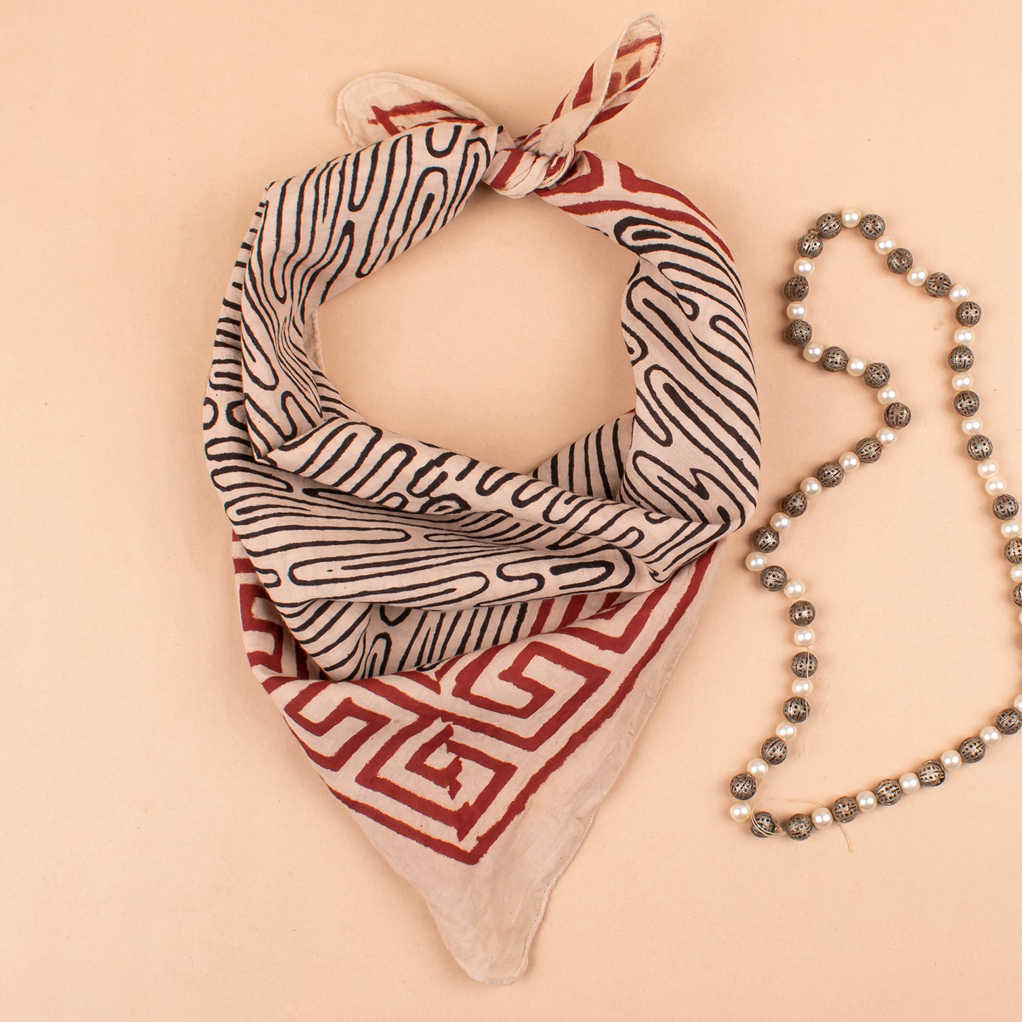 100% Cotton Handblock Printed Bandanas – Lightweight Summer Scarf & Boho Hair Tie for Men & Women | Eco-Friendly Handmade Gift for Music Festivals, Travel & Outdoor Activities