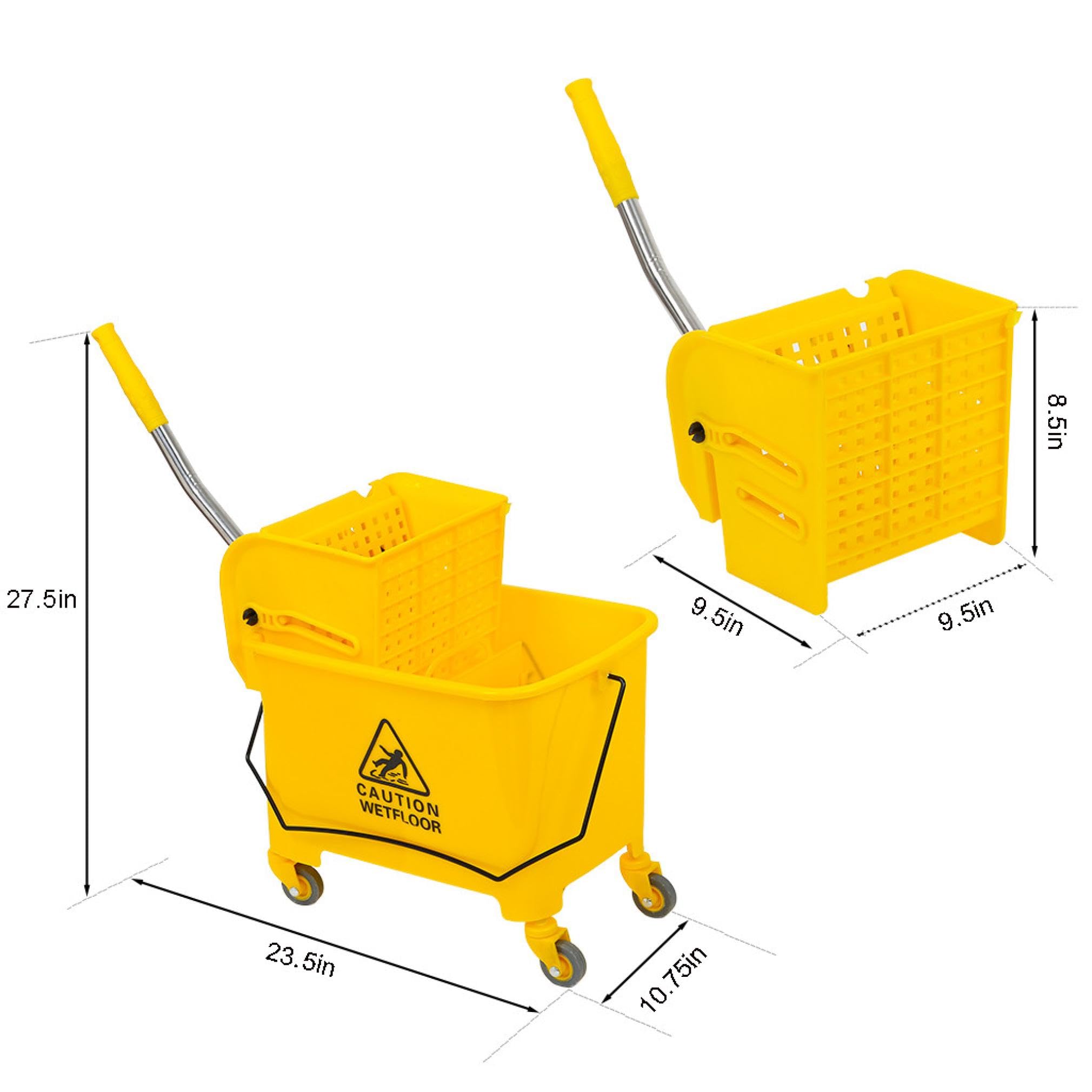 Commercial 20 Quart Mop Bucket with Wringer on Wheels - Heavy Duty Side Wringer Combo Set for Home & Industrial Cleaning - Ideal for Schools, Hospitals, and Office Floor Maintenance