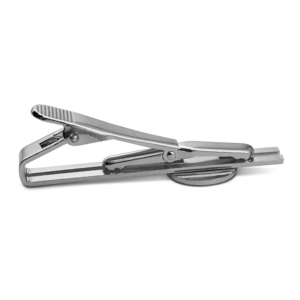 Tom and Jerry Logo Round Tie Bar Clip - Silver Plated Tie Tack for Men - Perfect for Weddings, Prom, and Formal Events