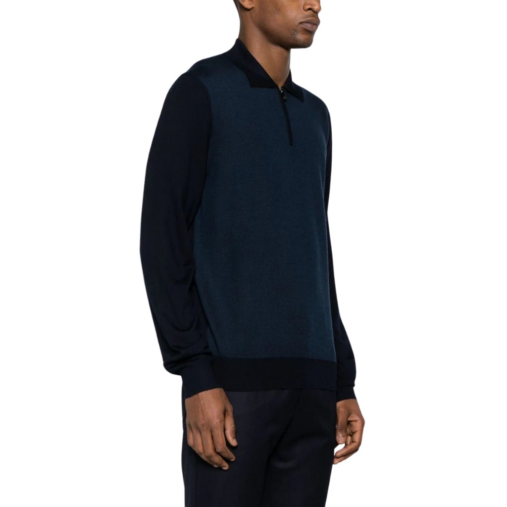 CORNELIANI Men's Merino Wool Zip-Up Knit Sweater in Navy Blue - Perfect for Casual Wear & Winter Layering
