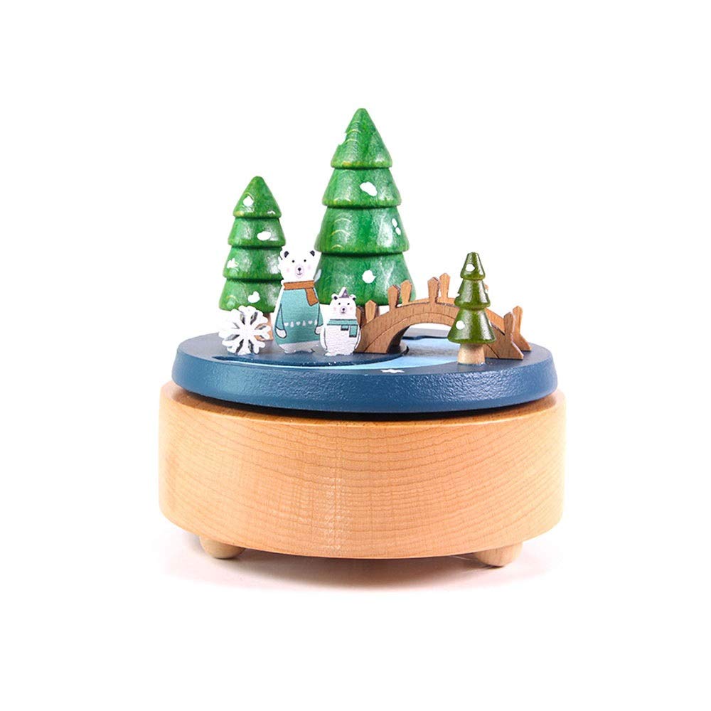 HOLPPO-UGR Wooden Carousel Music Box with Sky City Design - Handcrafted Musical Jewelry Box for Girls, Perfect Birthday Gift & Room Decoration | Ideal for Bedroom Decor, Party Favors, and Collectibles