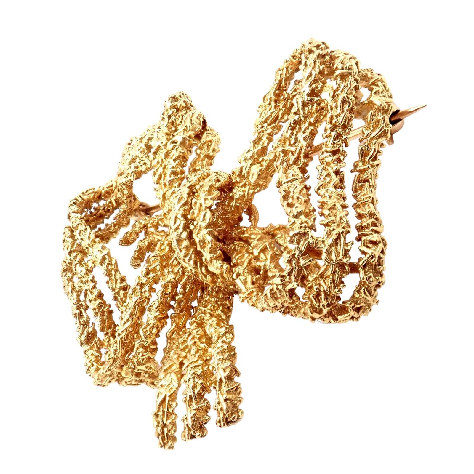Authentic Vintage Tiffany & Co 18k Yellow Gold Large Ribbon Bow Pin Brooch - Elegant Jewelry Gift for Women, Perfect for Weddings, Parties & Special Occasions