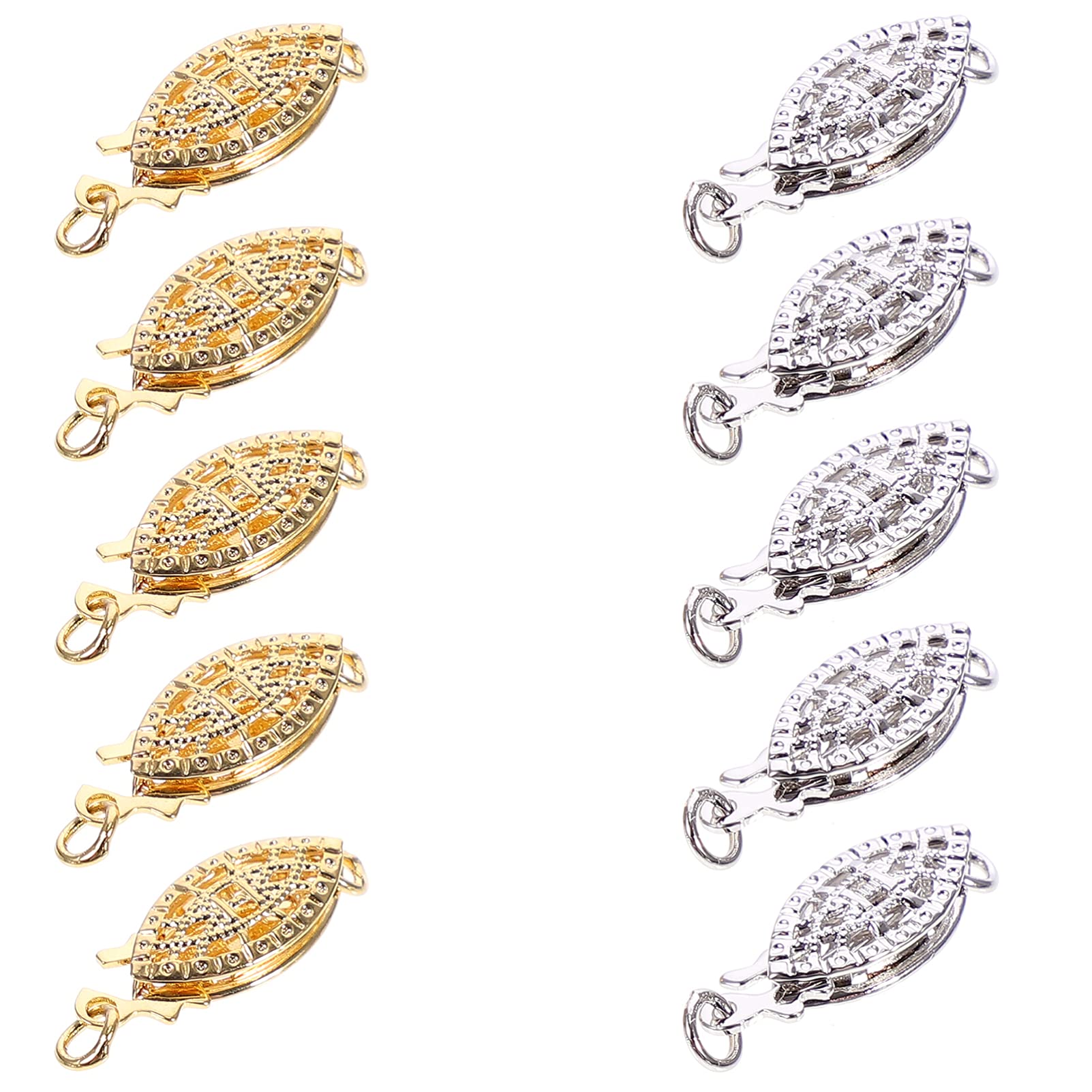 10pcs Oval Filigree Fish Hook Clasps - Jewelry Slide Clasps & Bracelet Connectors for Layered Necklaces, DIY Jewelry Making Accessories | Perfect for Handmade Bracelets, Necklace Extenders & Boho Style Jewelry Designs