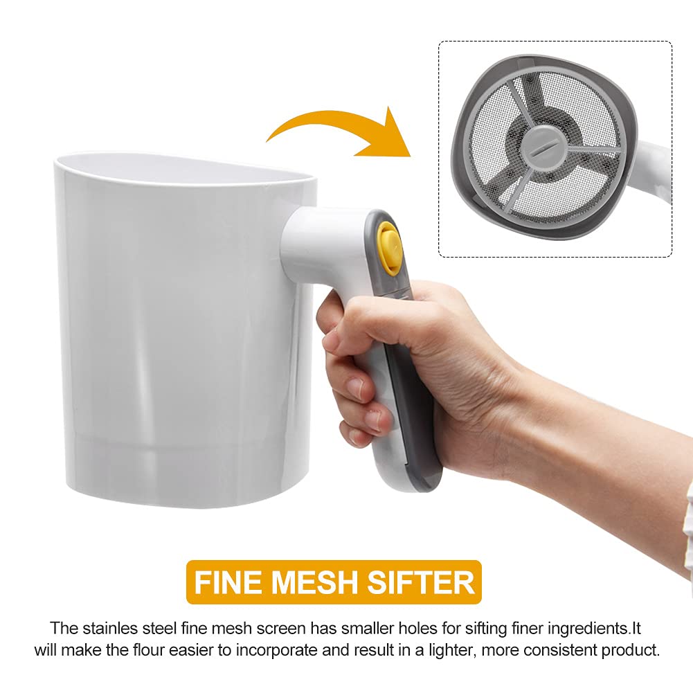 Electric Flour Sifter for Baking - Battery Powered Handheld Kitchen Tool for Cooking, Pastry & Baking - Fine Mesh Flour Sieve (1pc) - Perfect for Home Bakers & Professional Chefs