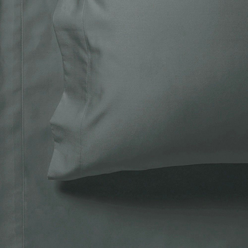 1000TC Ultra Soft Fitted Sheet & Pillowcase Set - Single Size Bed - Charcoal Gray - Luxury Bedding for Hotel & Home Use - Breathable & Wrinkle-Free